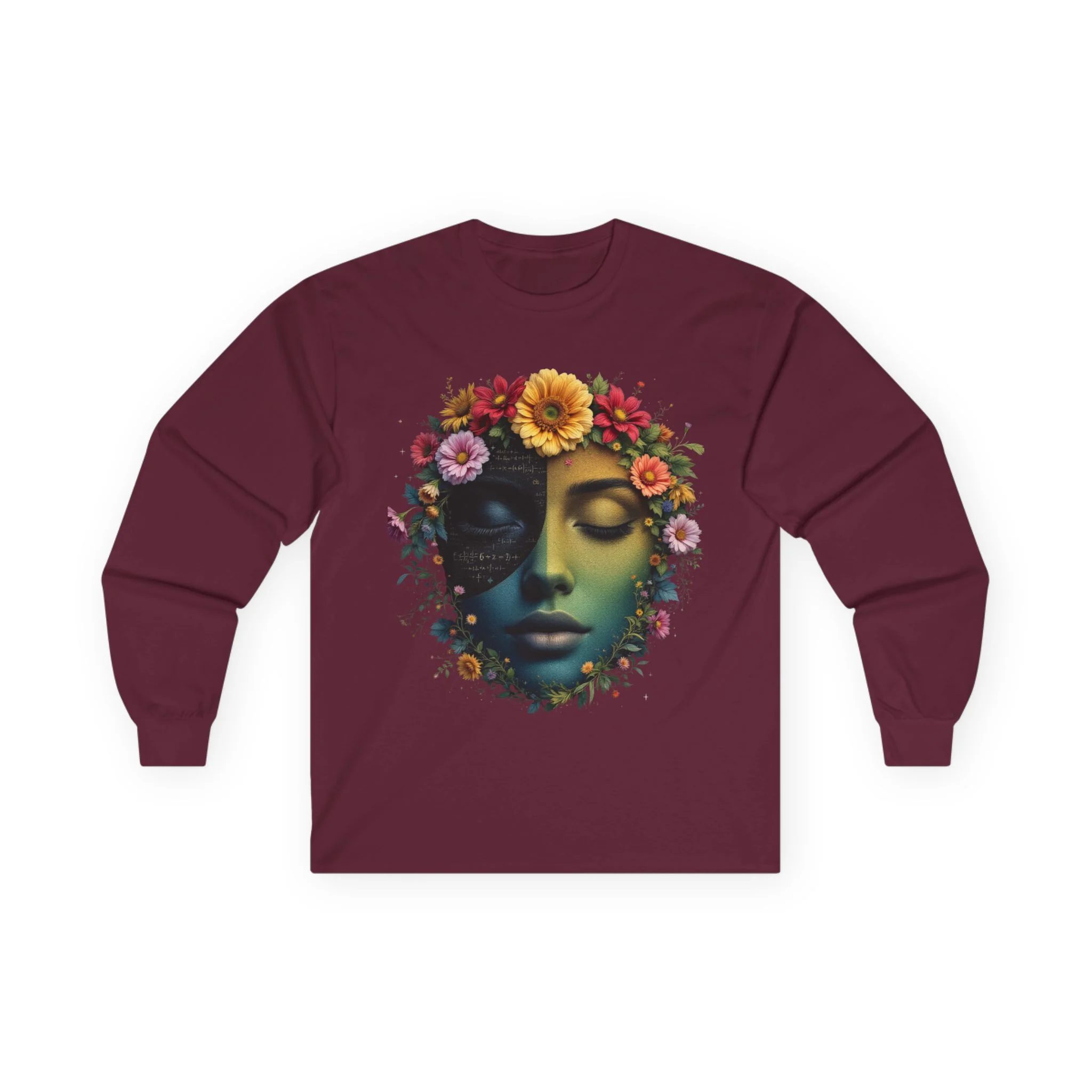 Floral Serenity Long Sleeve Tee - Relaxed Style, Unisex Apparel, Gift for Nature Lovers, Bohemian Vibe, Perfect for Spring - Image 2