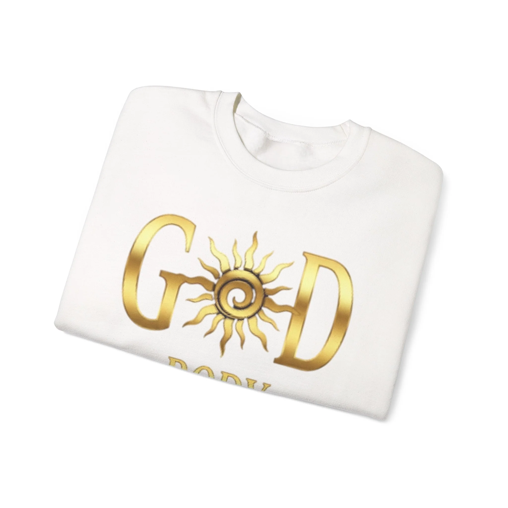 God Body Crewneck Sweatshirt — Gold Sun Spiritual Graphic - Image 11