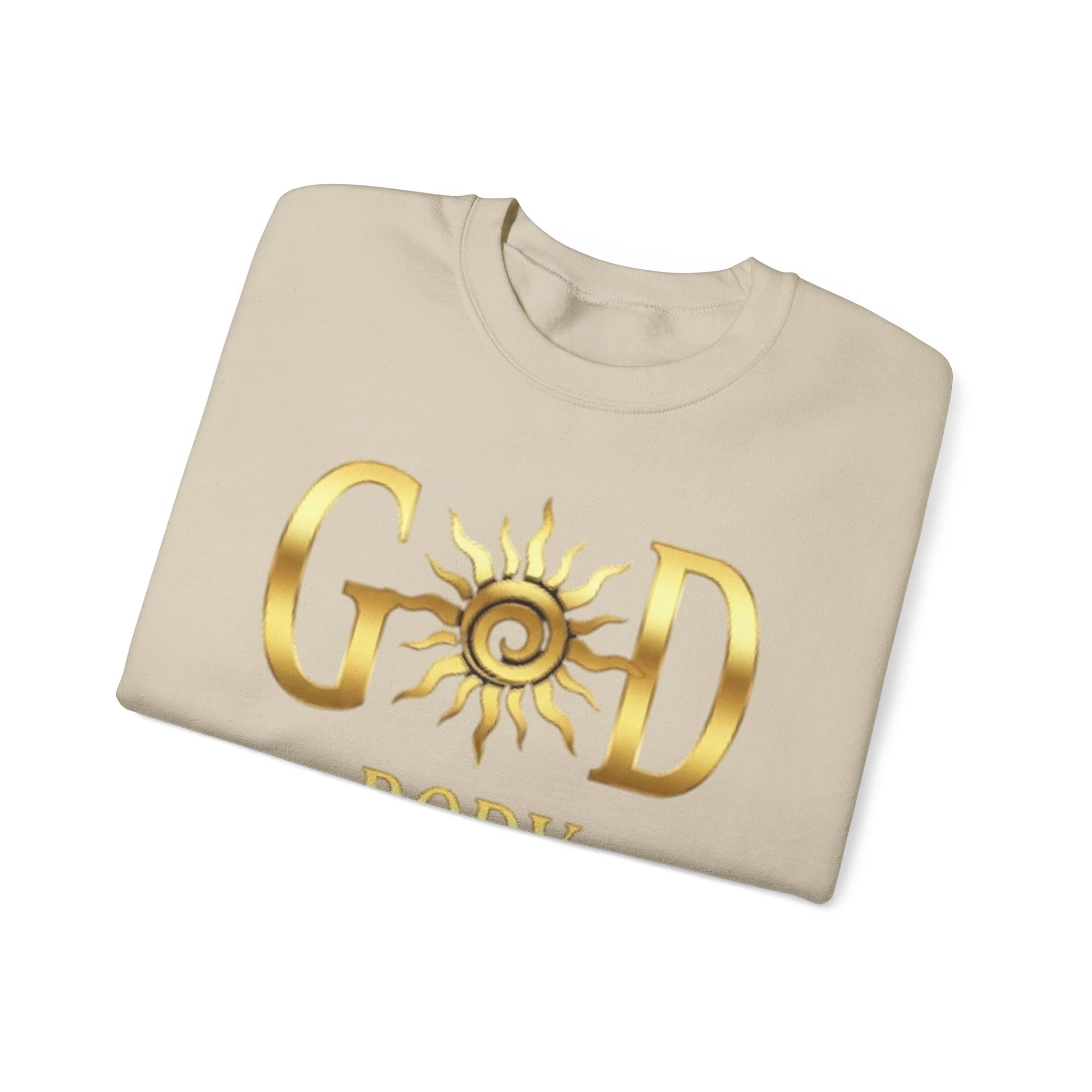 God Body Crewneck Sweatshirt — Gold Sun Spiritual Graphic - Image 13
