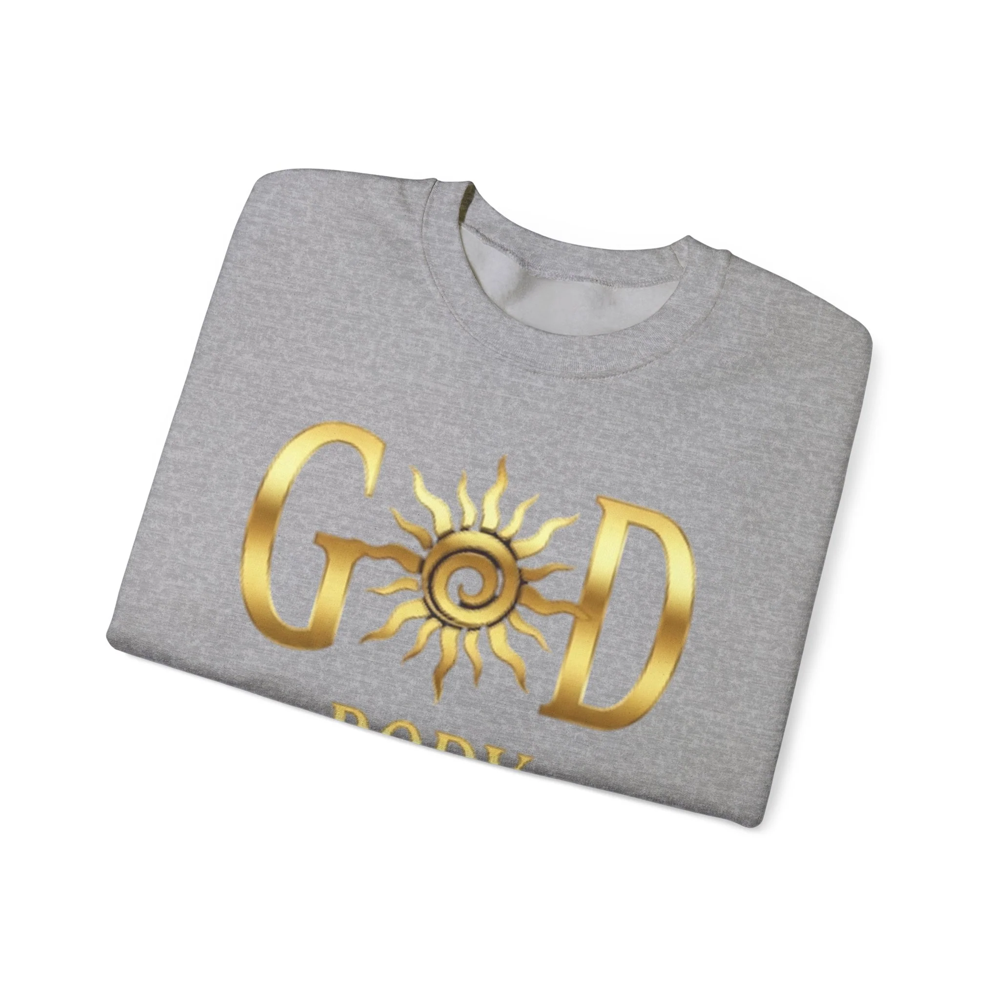 God Body Crewneck Sweatshirt — Gold Sun Spiritual Graphic - Image 15