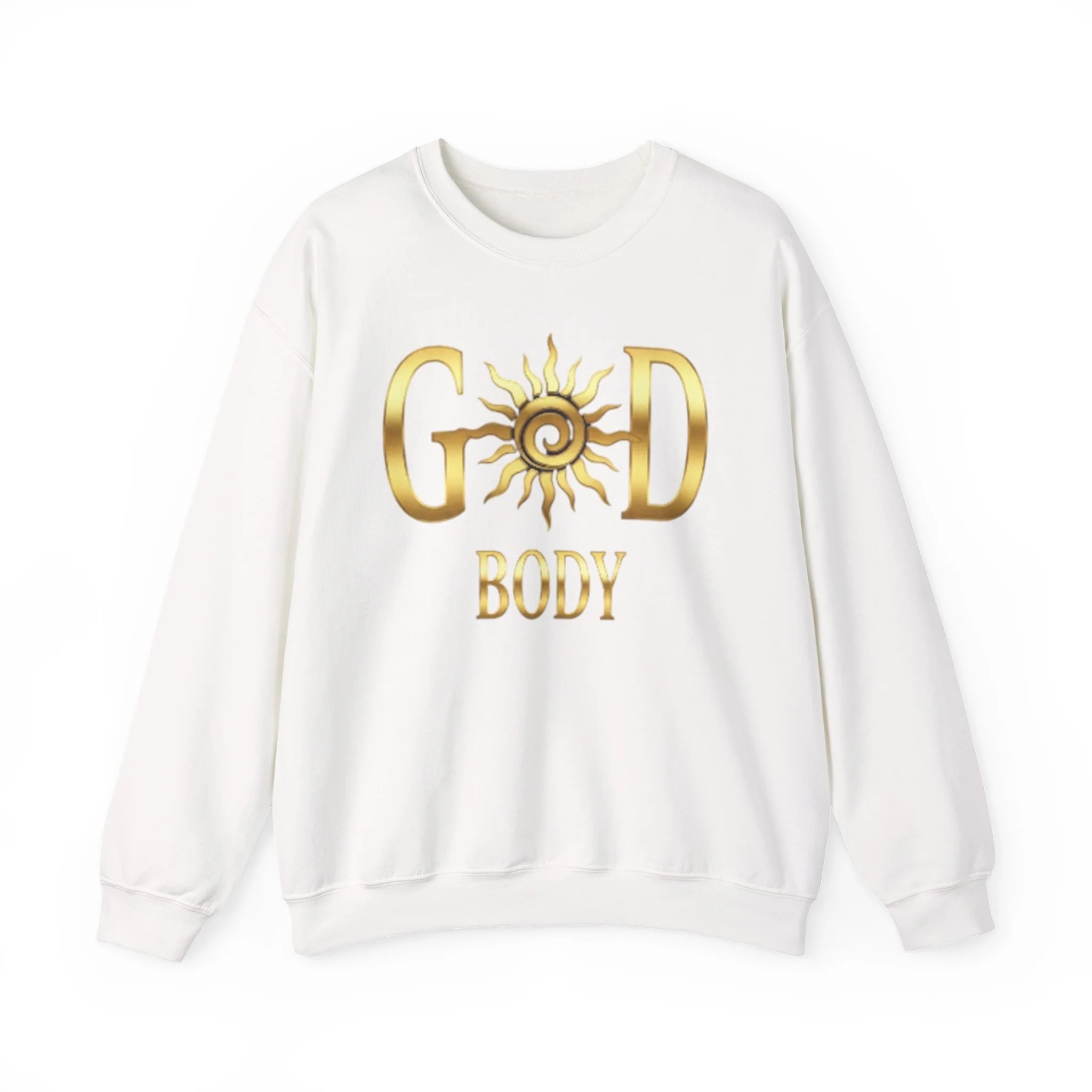 God Body Crewneck Sweatshirt — Gold Sun Spiritual Graphic - Image 2