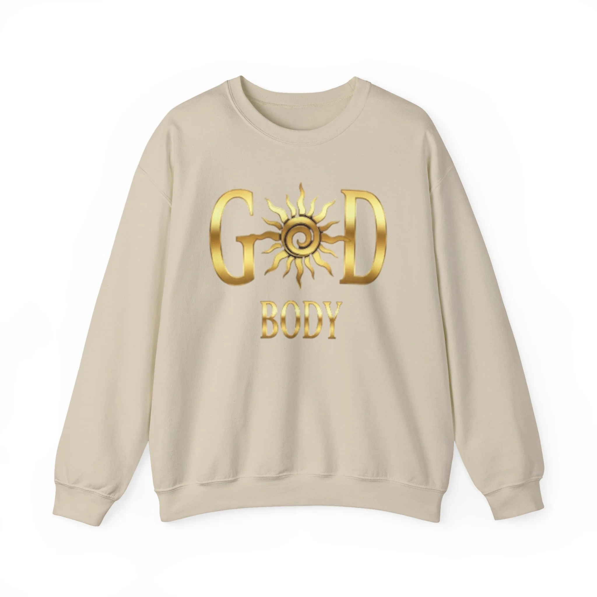 God Body Crewneck Sweatshirt — Gold Sun Spiritual Graphic - Image 3