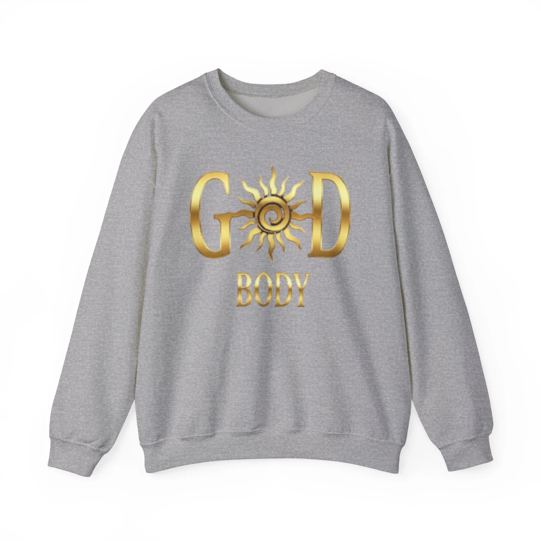God Body Crewneck Sweatshirt — Gold Sun Spiritual Graphic - Image 4