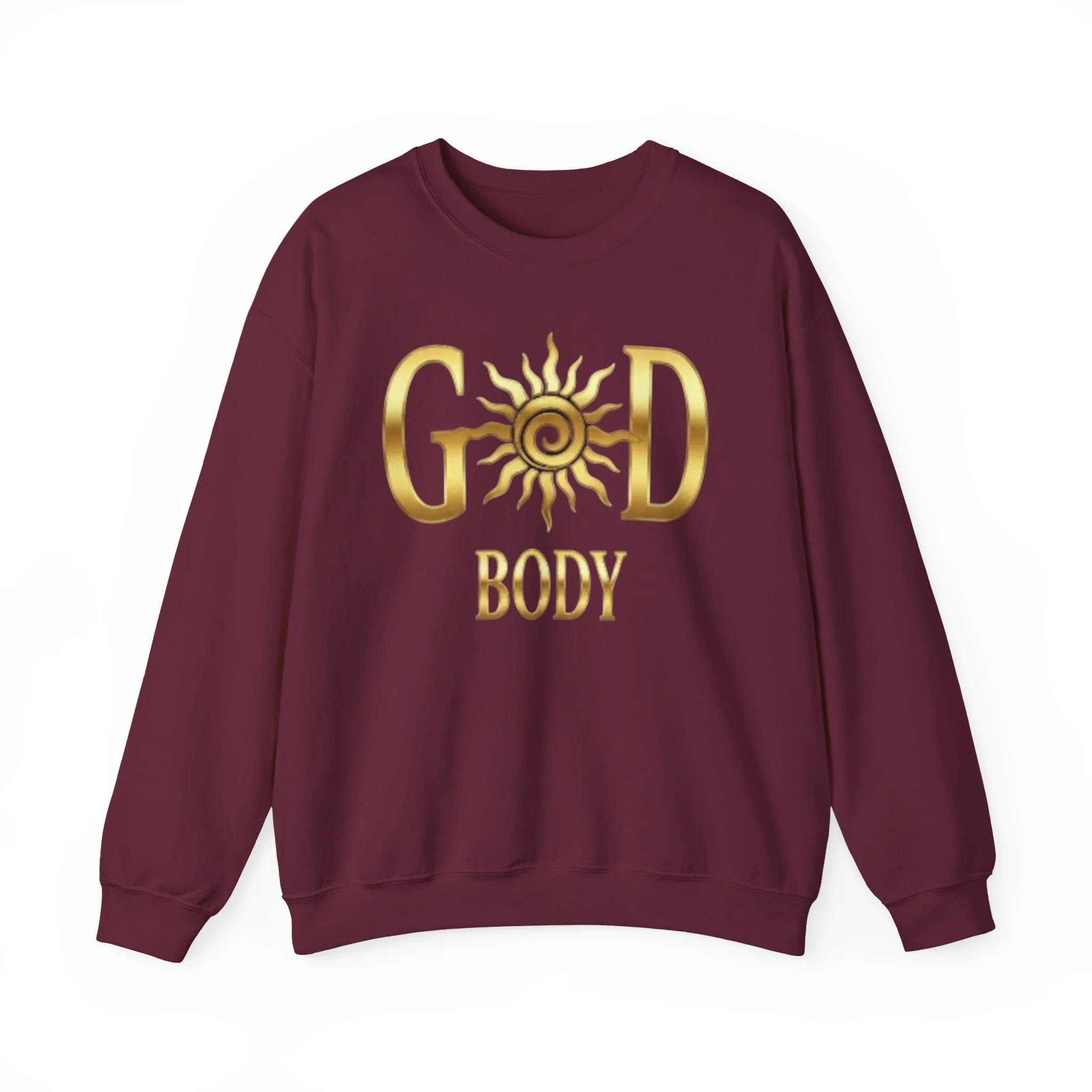 God Body Crewneck Sweatshirt — Gold Sun Spiritual Graphic - Image 5
