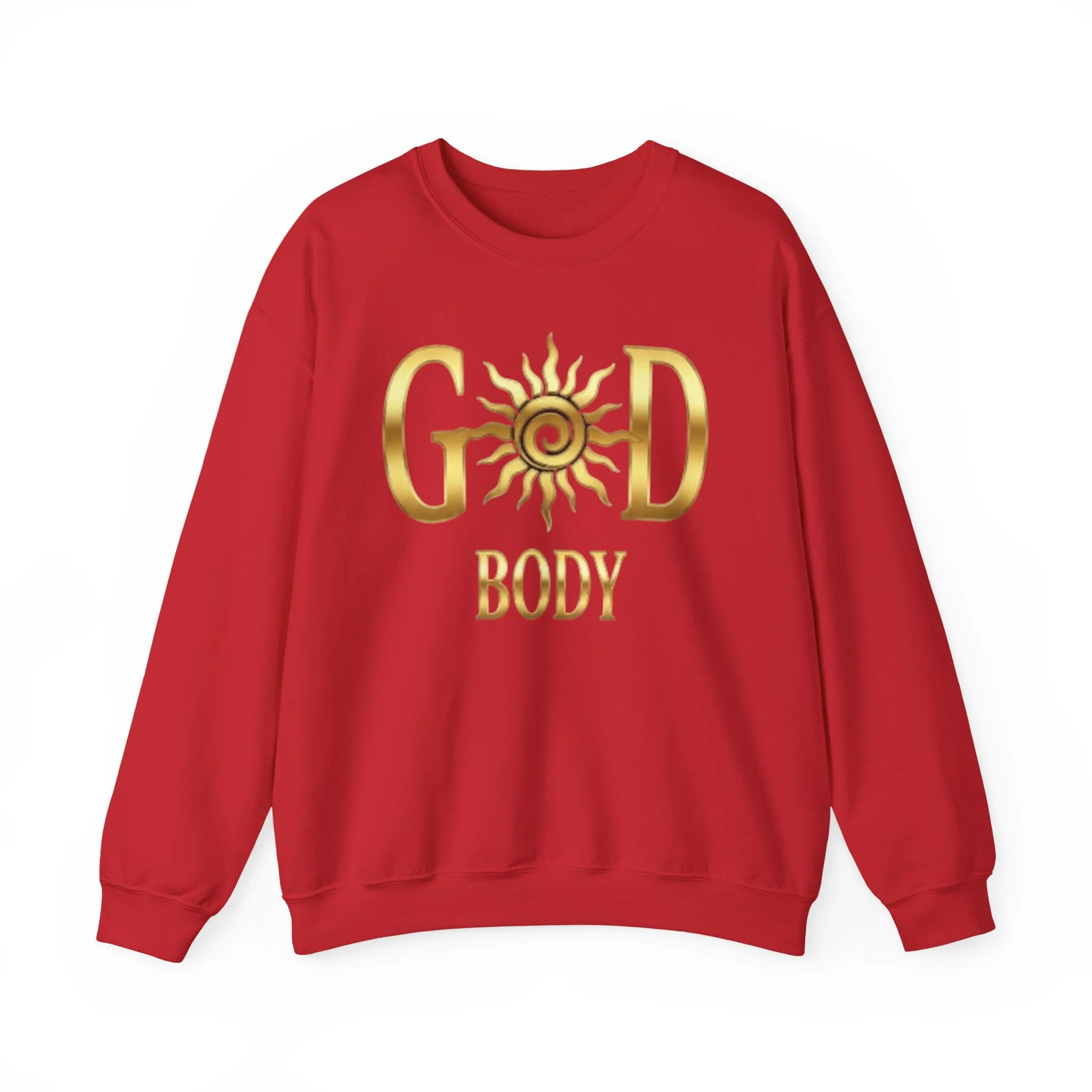 God Body Crewneck Sweatshirt — Gold Sun Spiritual Graphic - Image 7