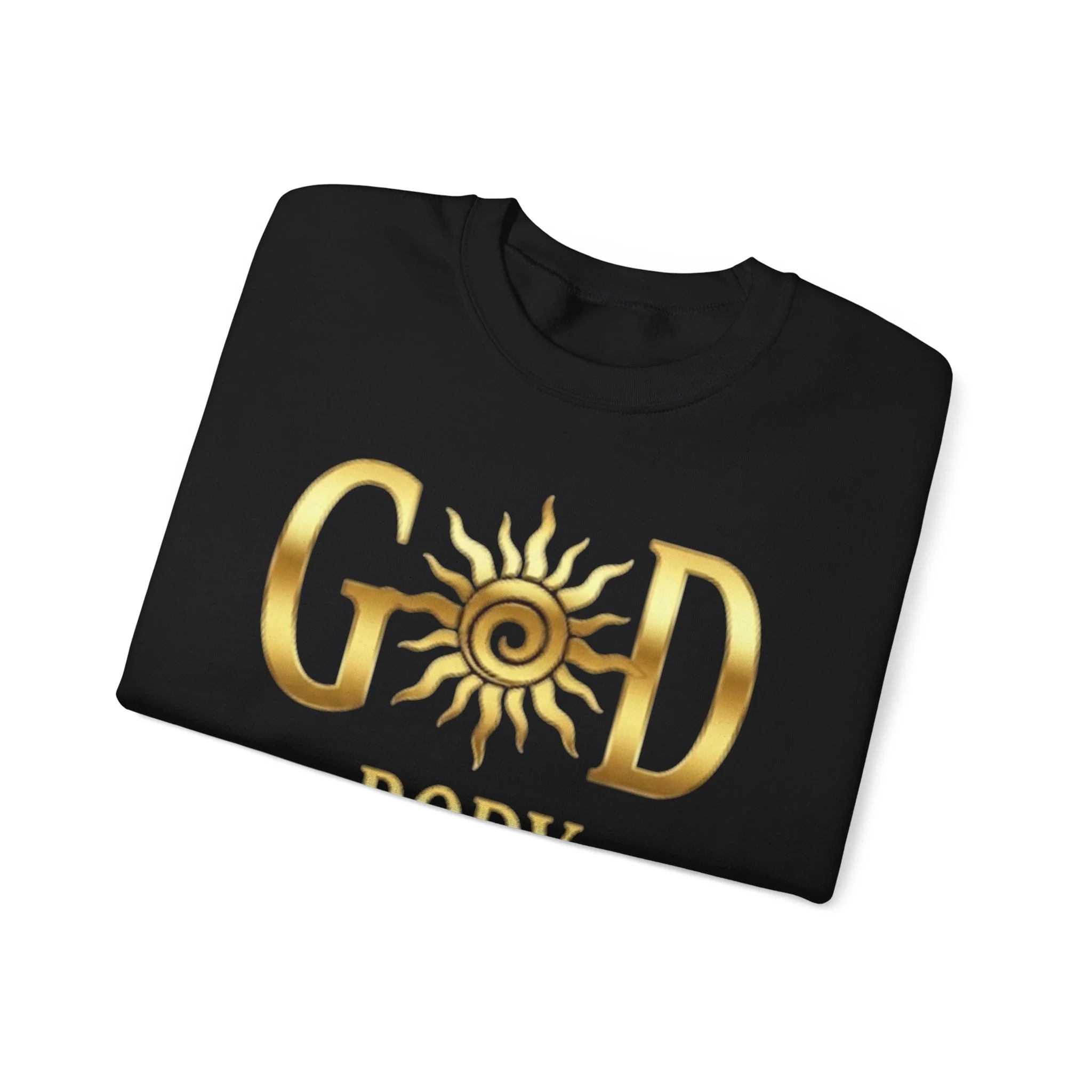 God Body Crewneck Sweatshirt — Gold Sun Spiritual Graphic - Image 9