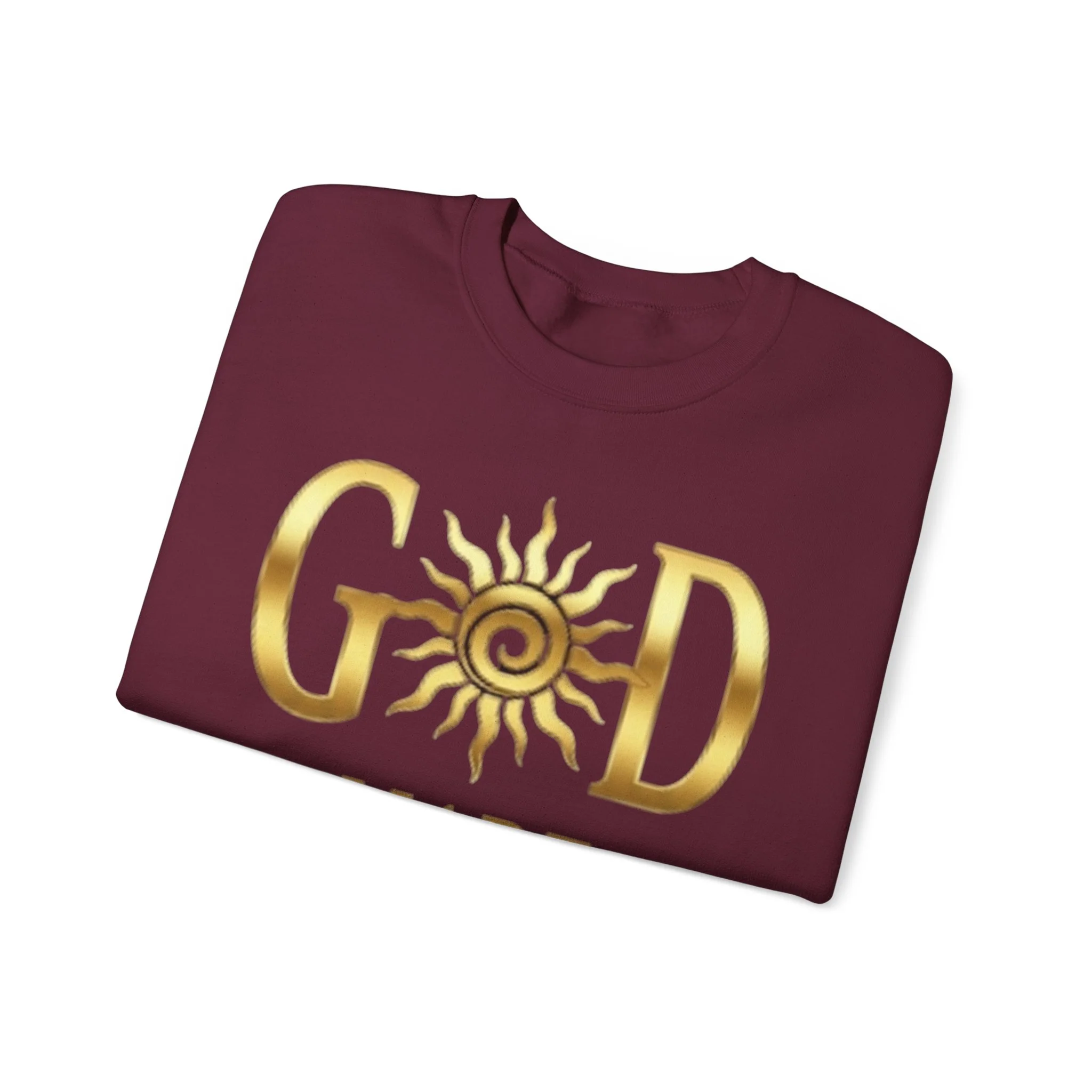 God Made Crewneck Sweatshirt — Gold Sun Faith Graphic - Image 12