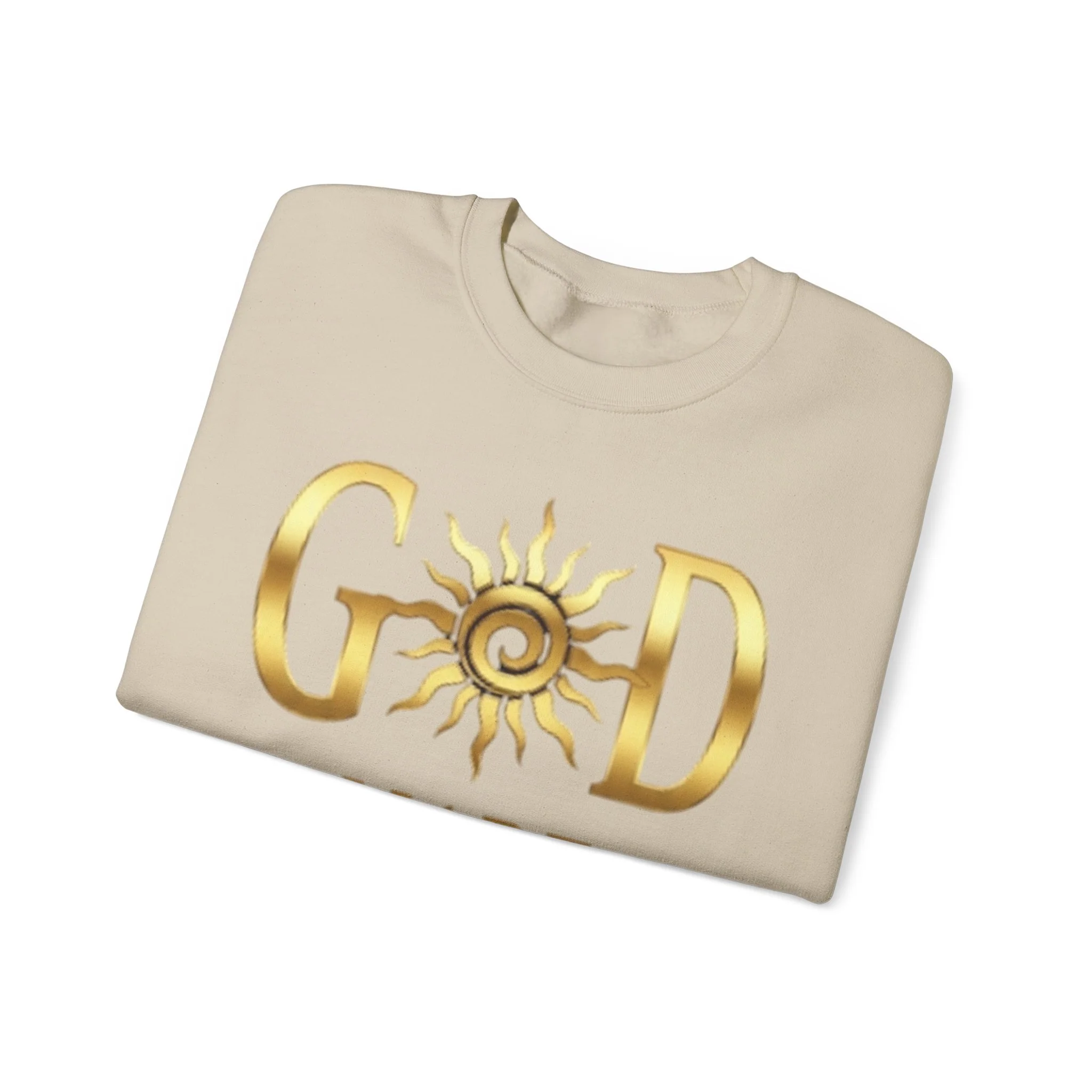 God Made Crewneck Sweatshirt — Gold Sun Faith Graphic - Image 18