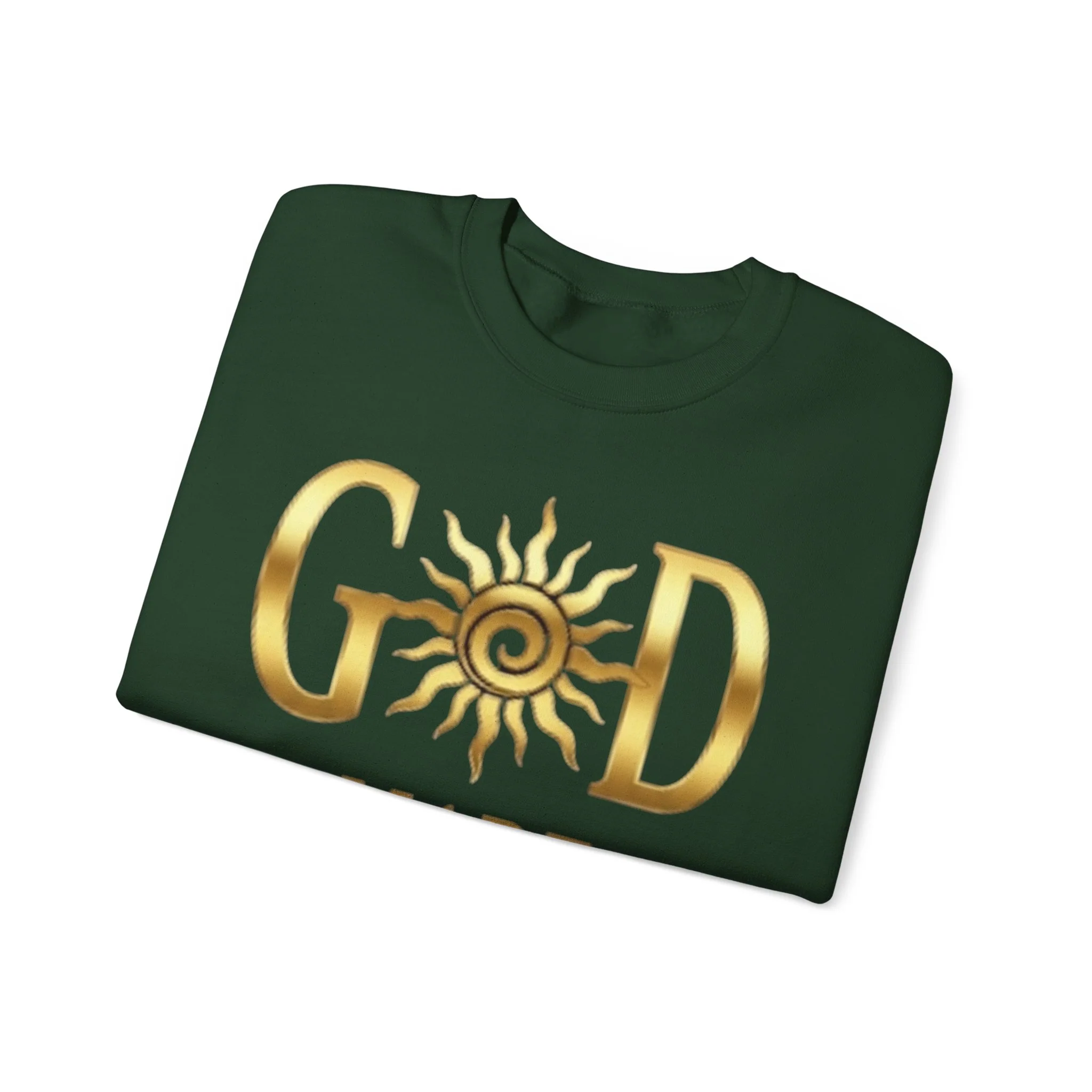 God Made Crewneck Sweatshirt — Gold Sun Faith Graphic - Image 22