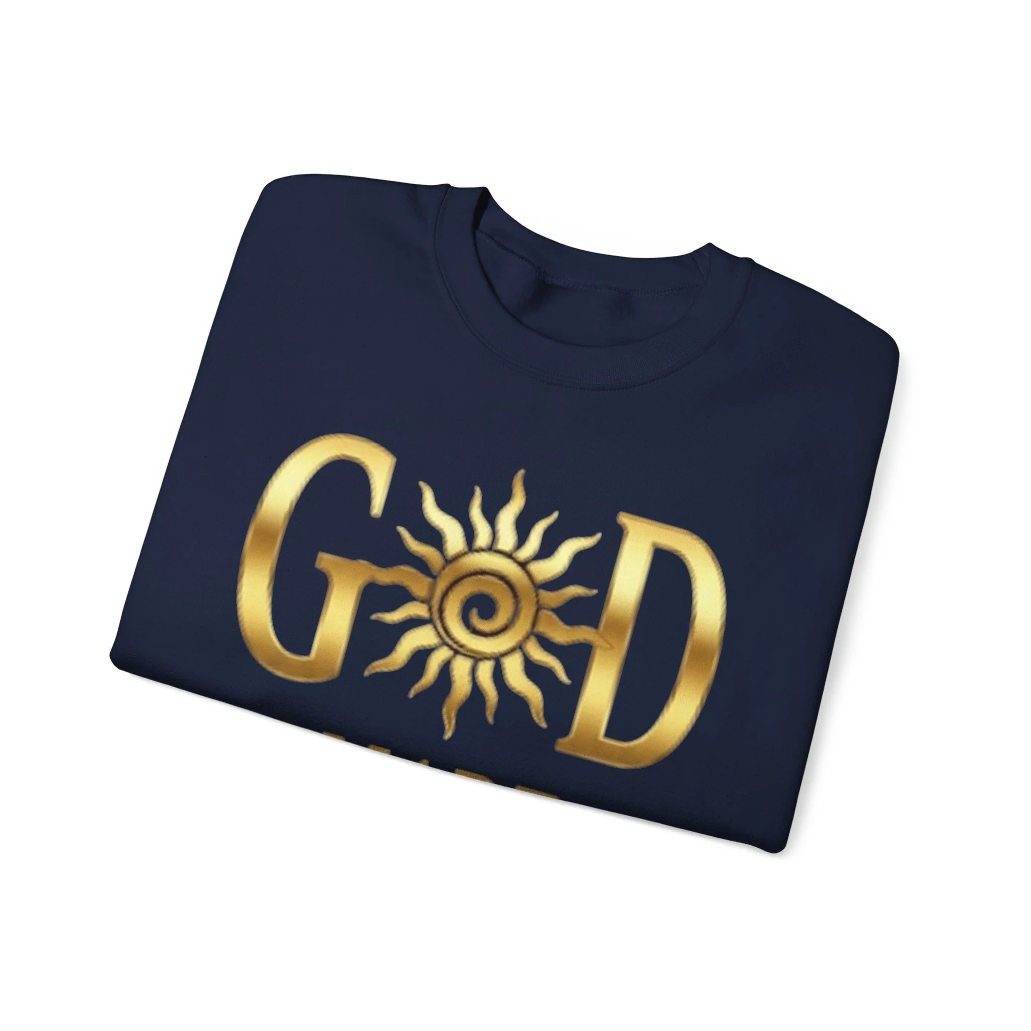 God Made Crewneck Sweatshirt — Gold Sun Faith Graphic - Image 26
