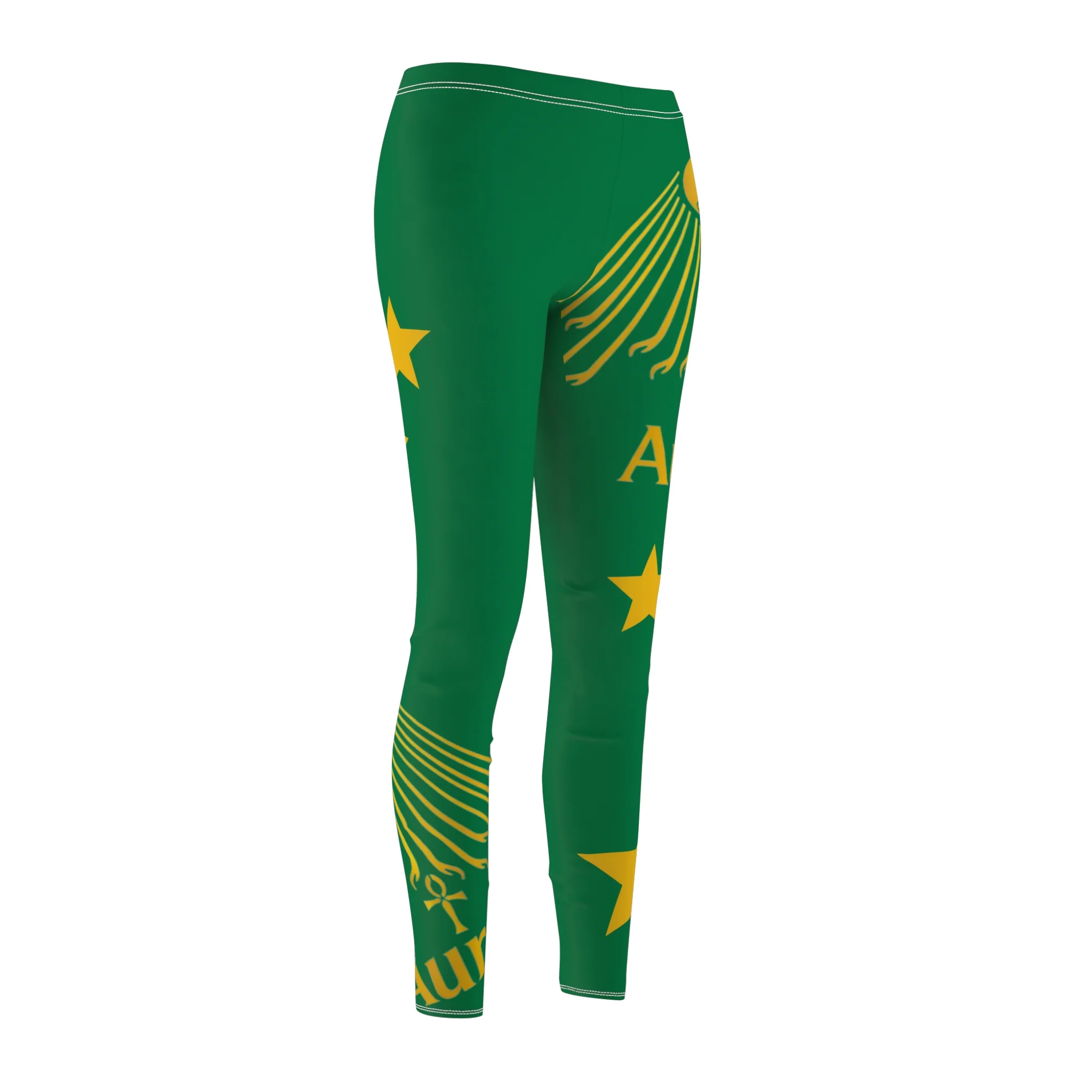 Gold Sunburst 'Aurora' Printed Leggings (White) - Image 3