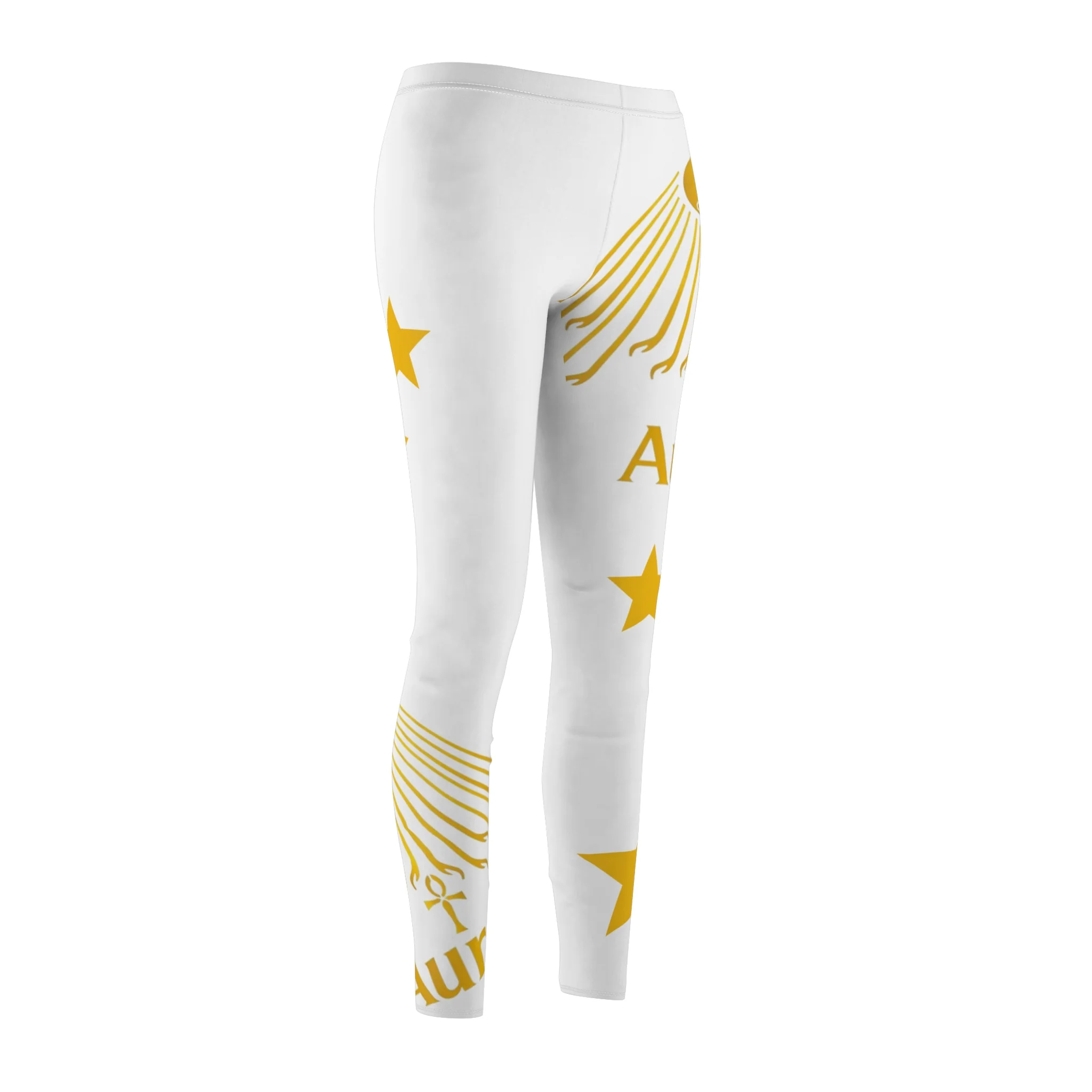 Gold Sunburst 'Aurora' Printed Leggings (White) - Image 3