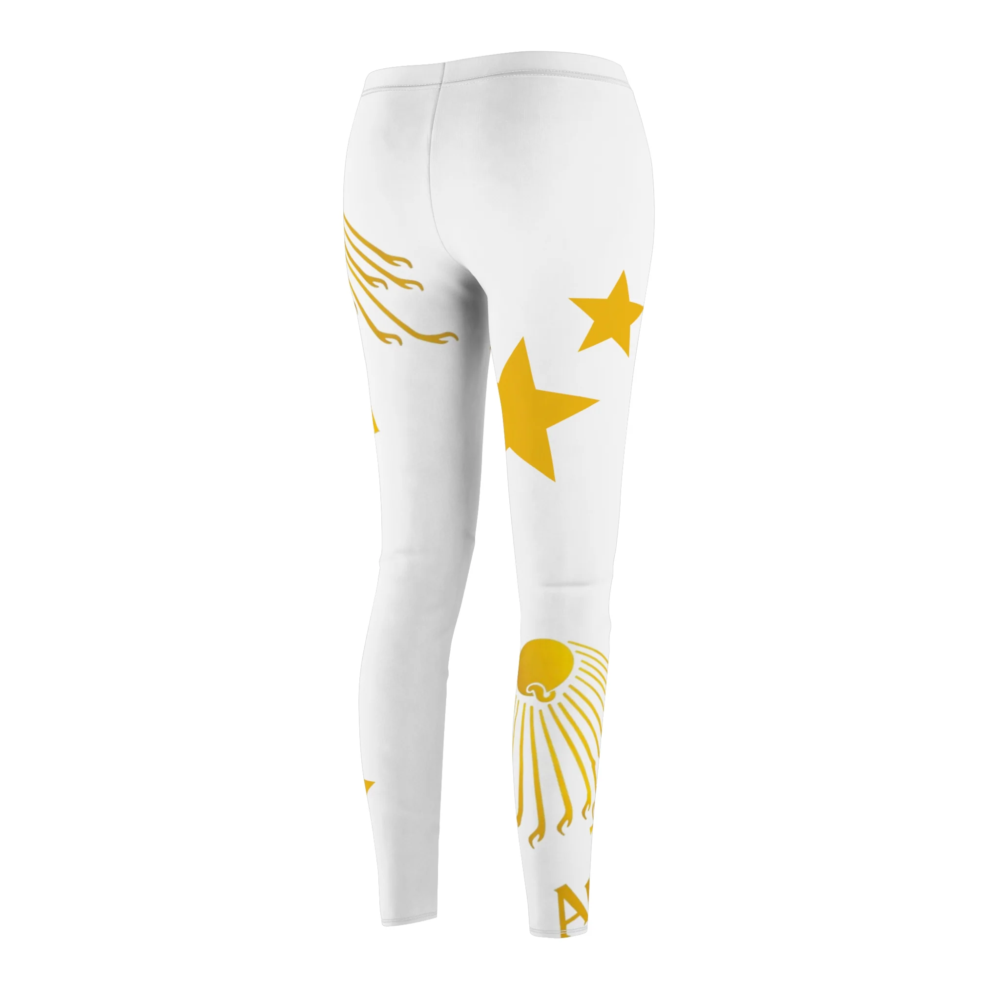Gold Sunburst 'Aurora' Printed Leggings (White) - Image 4
