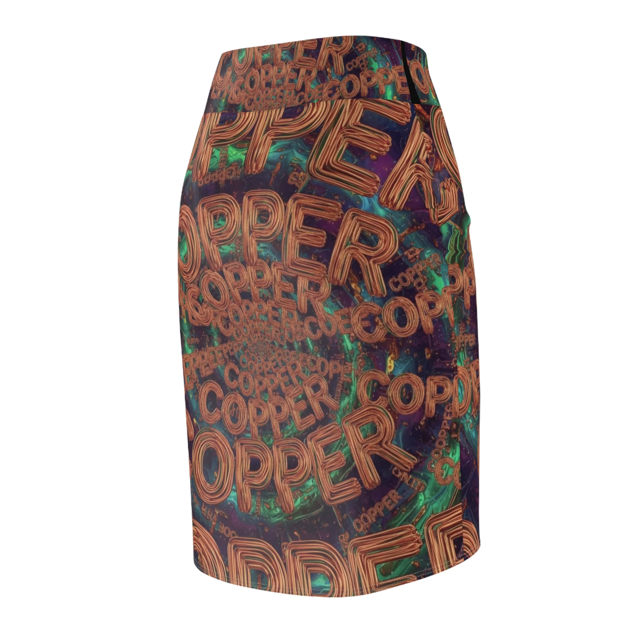 WKE WRLD Copper Inspired Women's Pencil Skirt with Striking Copper Design, Trendy Skirt for Parties, Workwear, Fashion Lovers, Gift for Her, Unique Style - Image 4