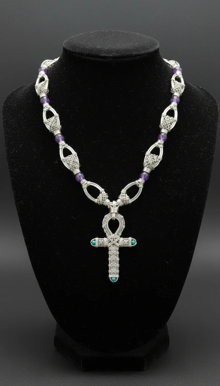 iamevibez Non Tarnishing Silver Amethyst And Turquoise Necklace