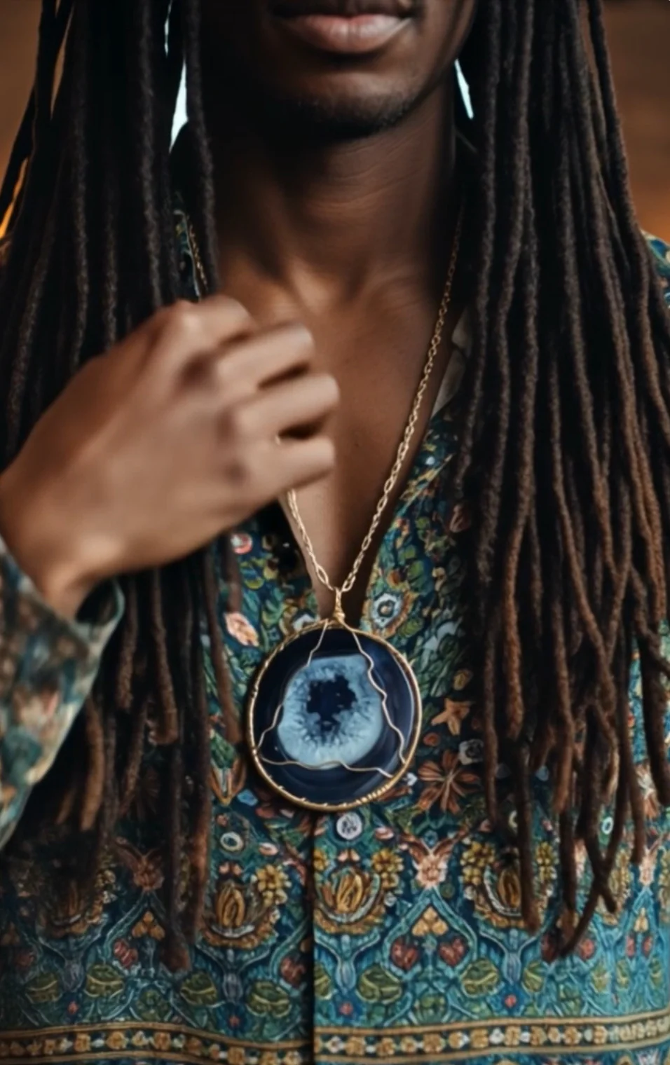 iamevibez & Yvng Gahd Agate Slice Pyramid Necklace - Image 5