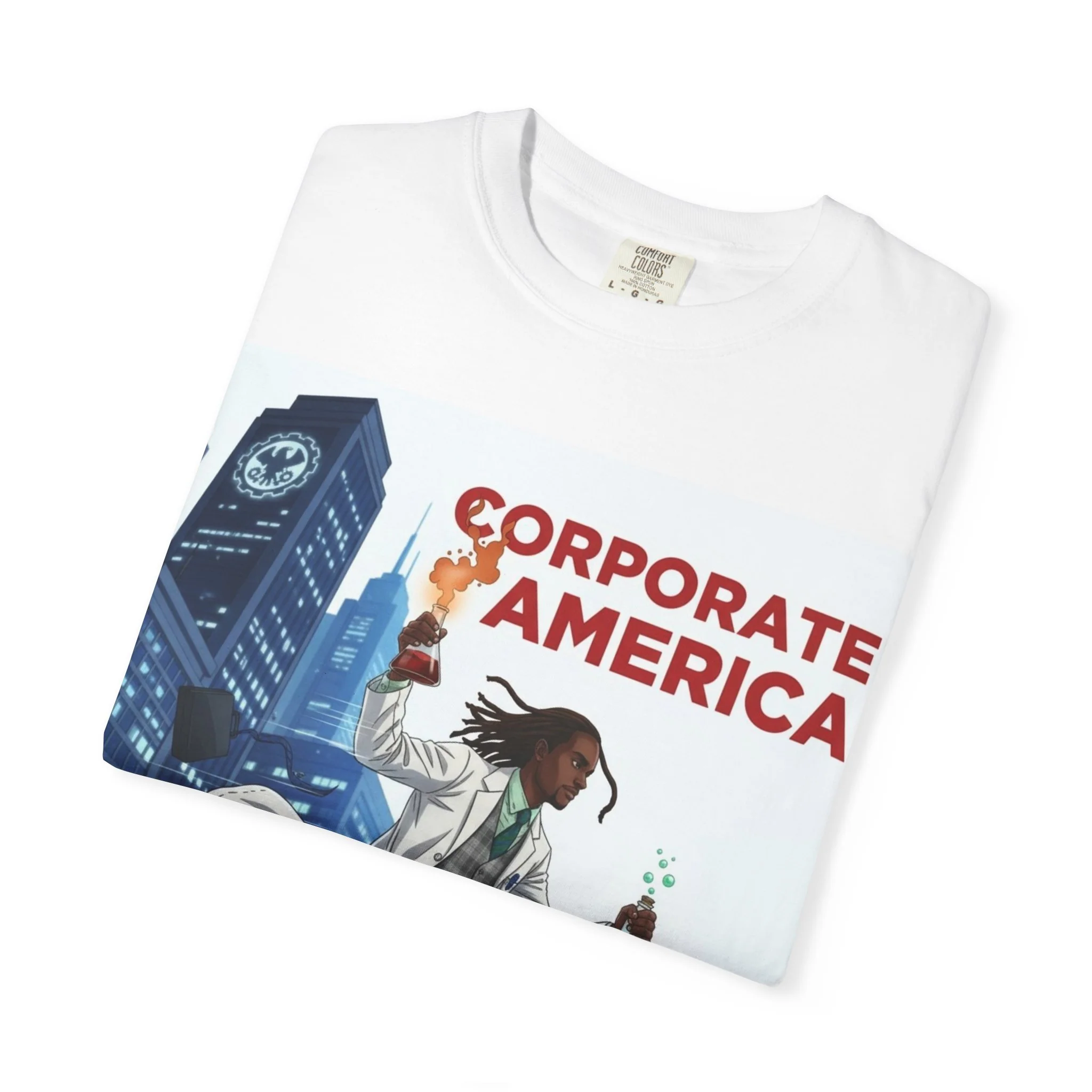 Nature Jab Corporate America Graphic T-Shirt — Scientist Protester Illustration - Image 5