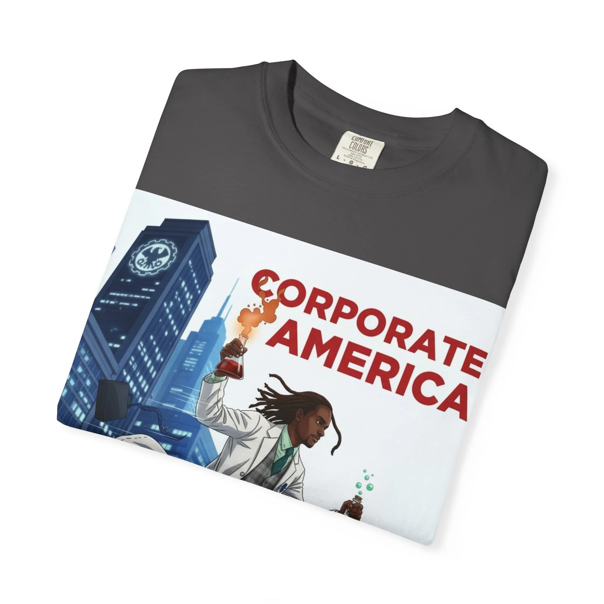 Nature Jab Corporate America Graphic T-Shirt — Scientist Protester Illustration - Image 7