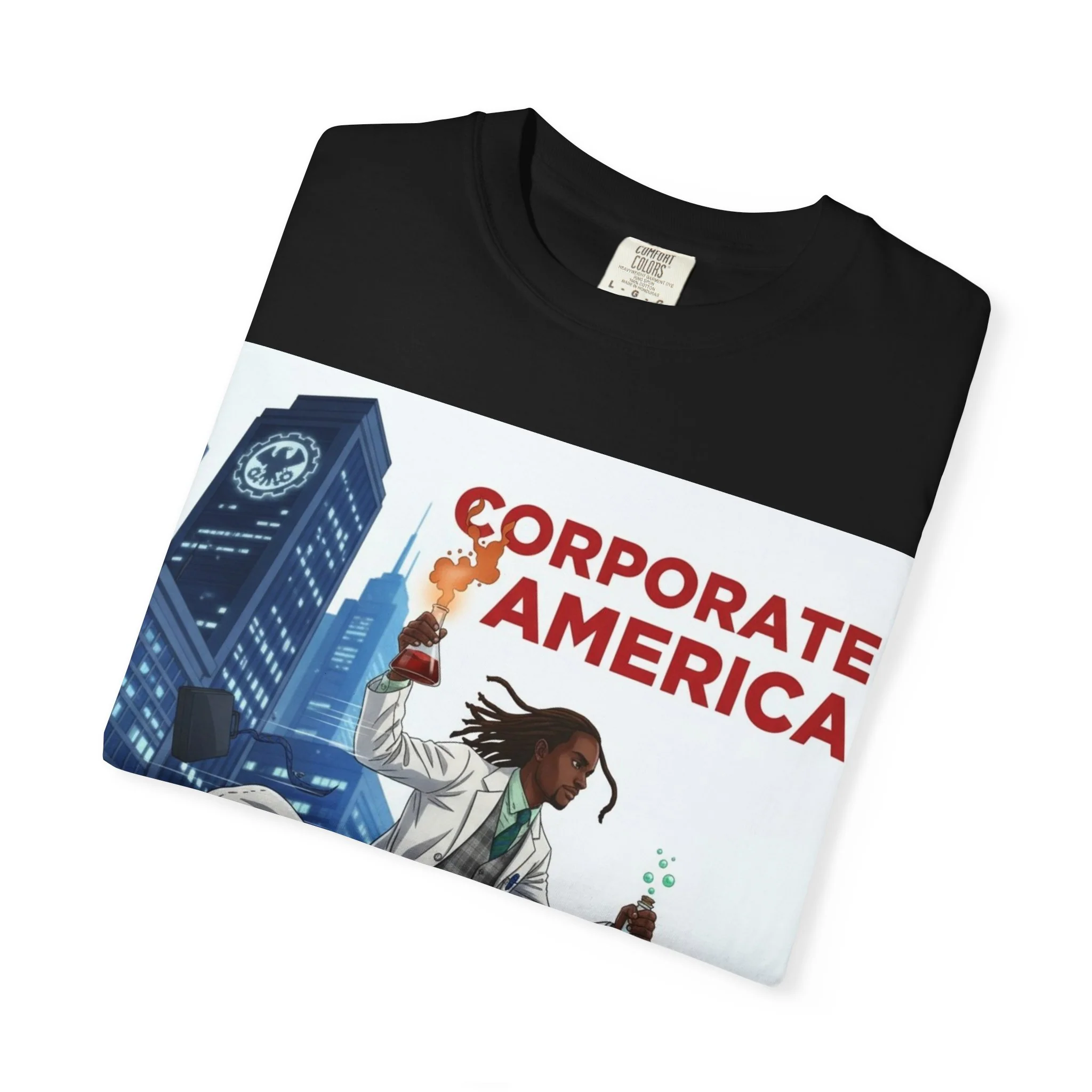 Nature Jab Corporate America Graphic T-Shirt — Scientist Protester Illustration - Image 9