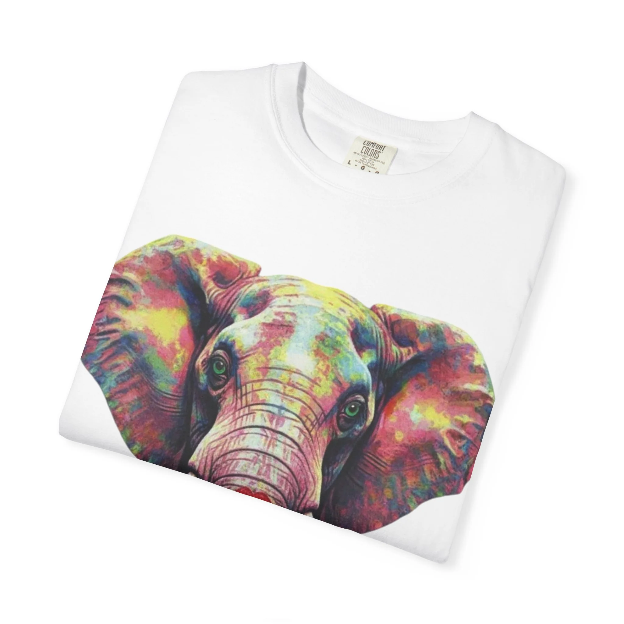 Wild Life Elephant Portrait T-Shirt — Colorful Retro Primate Graphic Tee - Image 15