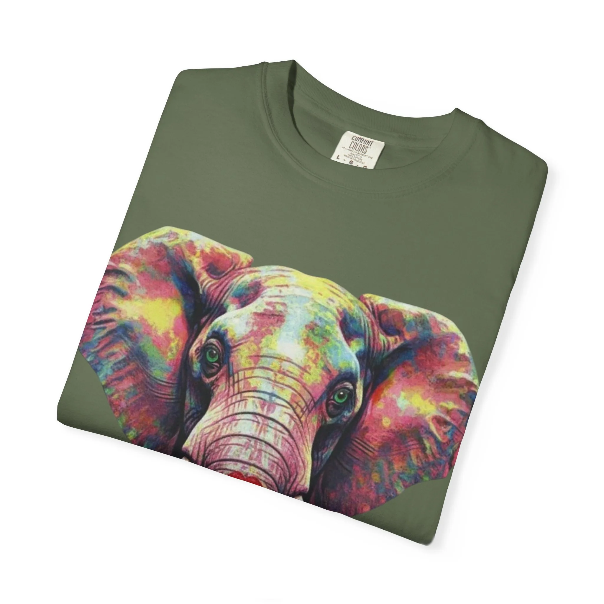 Wild Life Elephant Portrait T-Shirt — Colorful Retro Primate Graphic Tee - Image 19