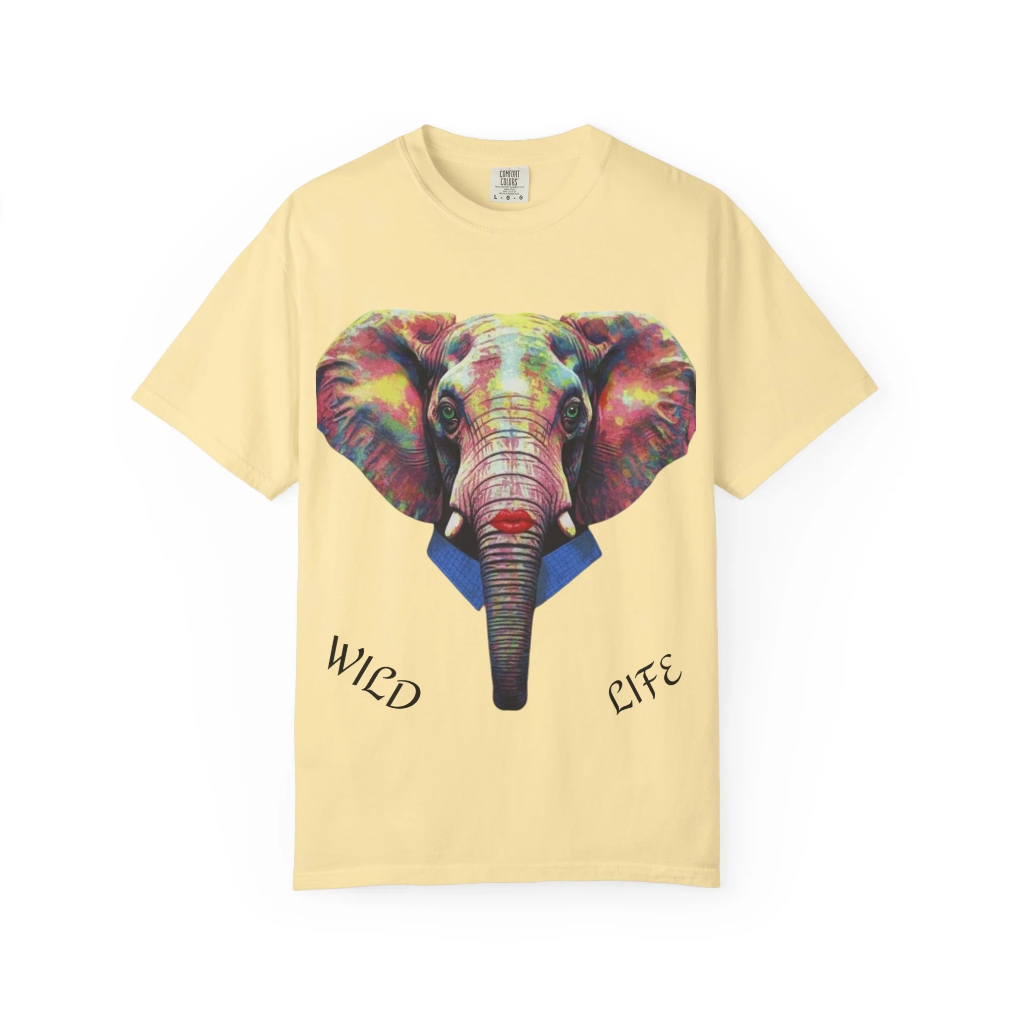 Wild Life Elephant Portrait T-Shirt — Colorful Retro Primate Graphic Tee - Image 2