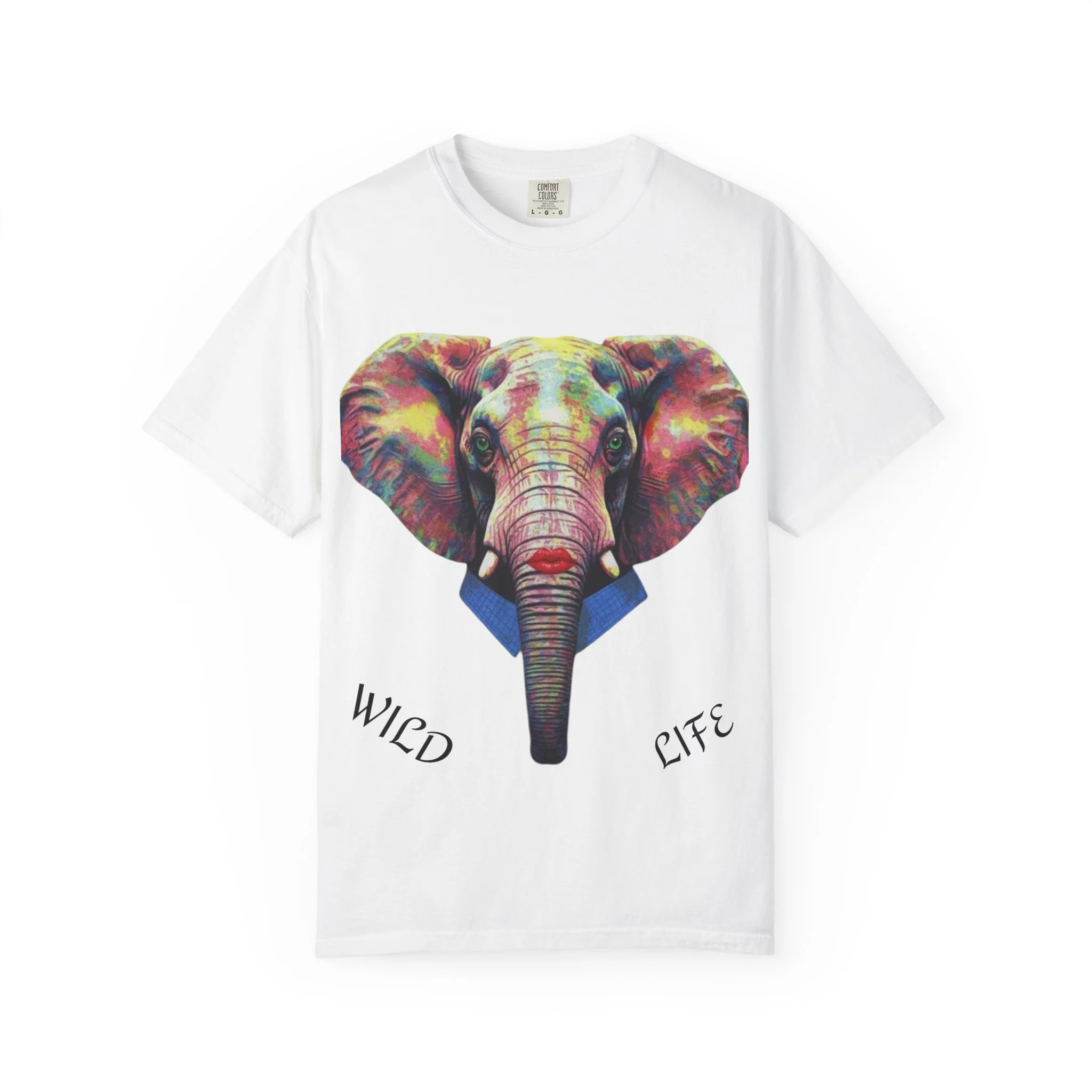 Wild Life Elephant Portrait T-Shirt — Colorful Retro Primate Graphic Tee - Image 3
