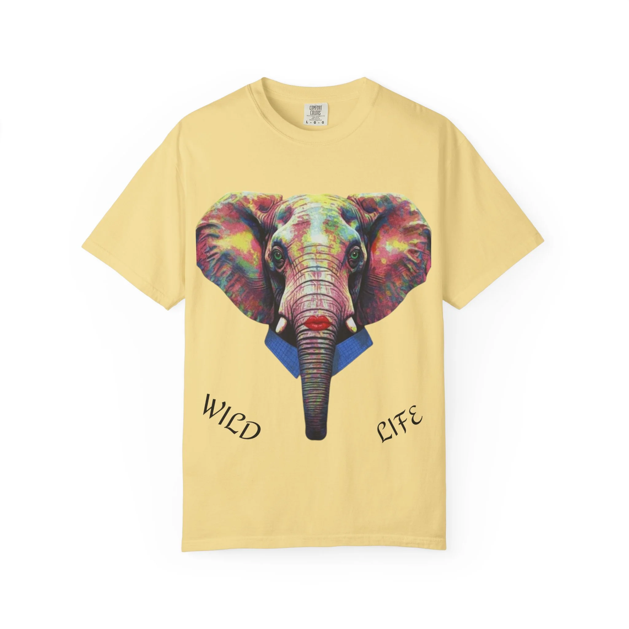 Wild Life Elephant Portrait T-Shirt — Colorful Retro Primate Graphic Tee - Image 4