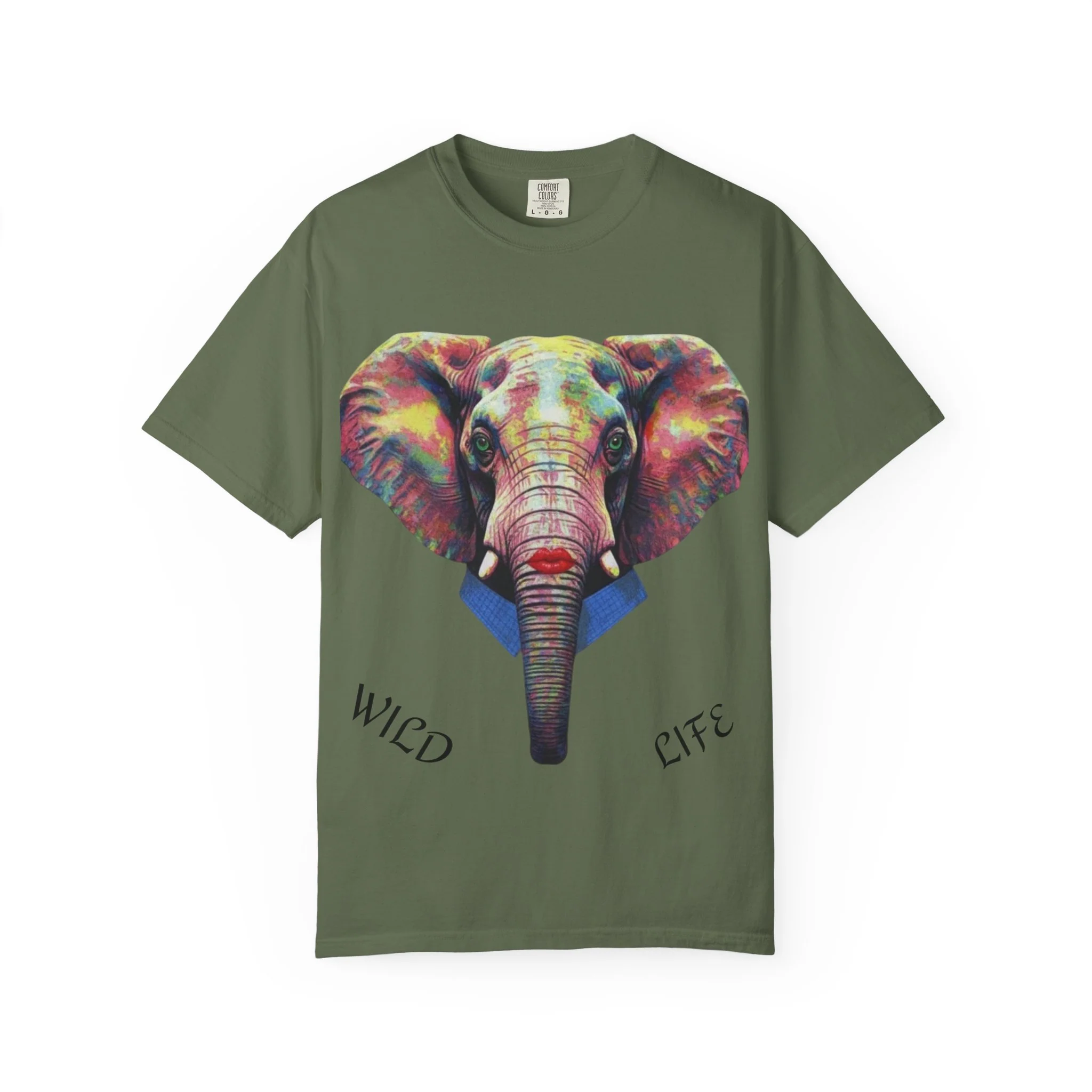 Wild Life Elephant Portrait T-Shirt — Colorful Retro Primate Graphic Tee - Image 5