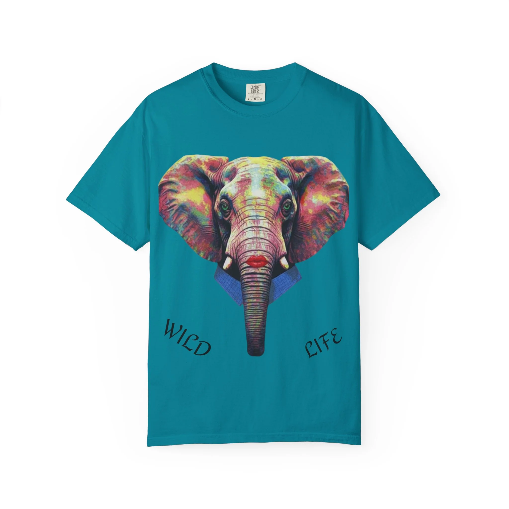 Wild Life Elephant Portrait T-Shirt — Colorful Retro Primate Graphic Tee - Image 6