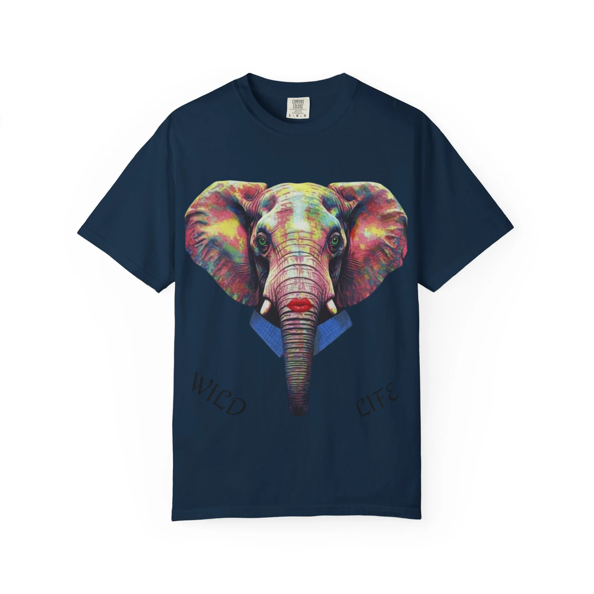 Wild Life Elephant Portrait T-Shirt — Colorful Retro Primate Graphic Tee - Image 8