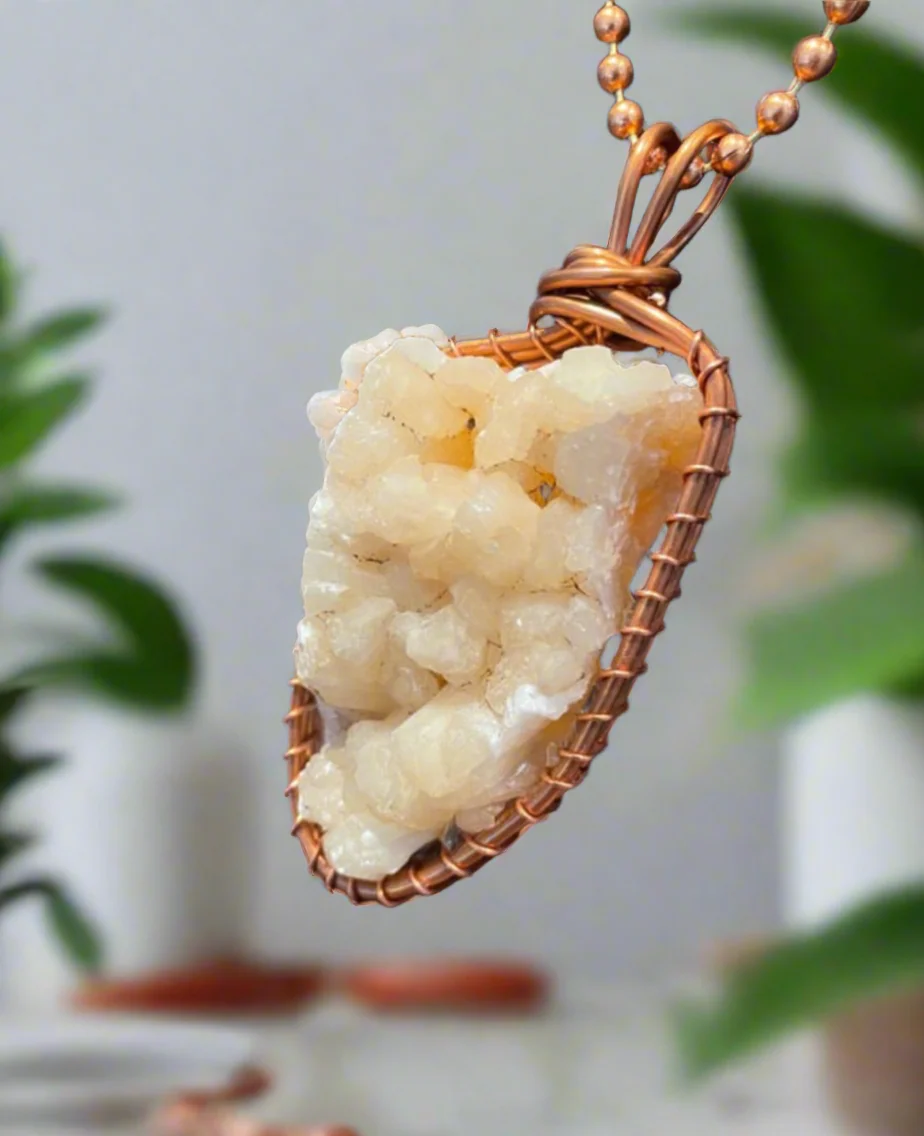 *Rare*Chalcedony Copper Wire Wrapped Necklace W/Ball Chain - Image 2