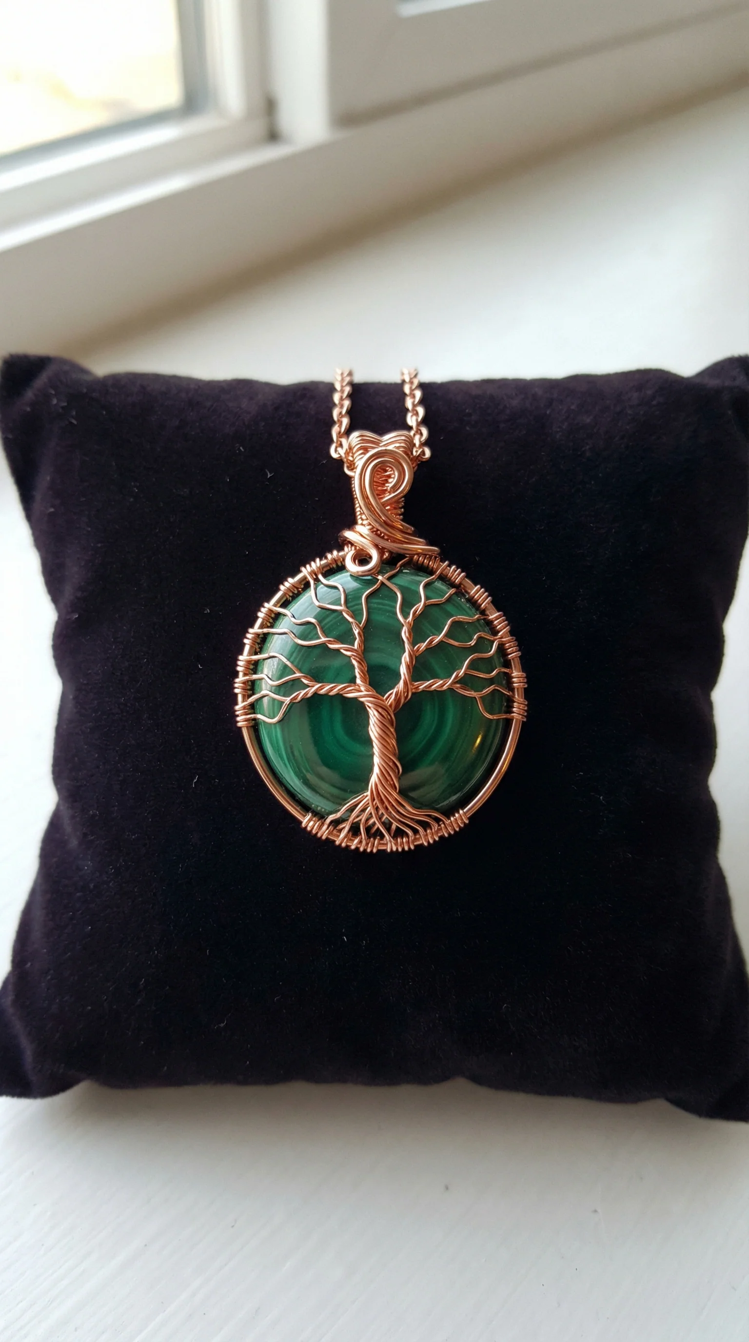 Round Crystal Wire Wrapped Tree Of Life Necklace
