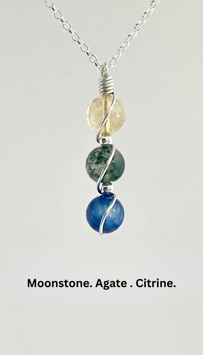Sterling Silver Wire Wrapped Zodiac Stone Assistance Necklace - Image 5