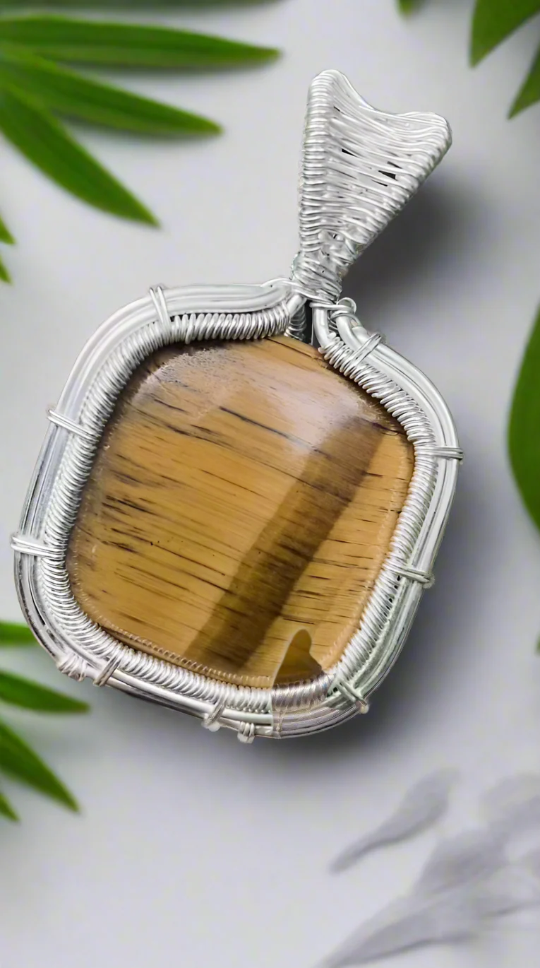 Silver Plated Copper Tiger's Eye Pendant