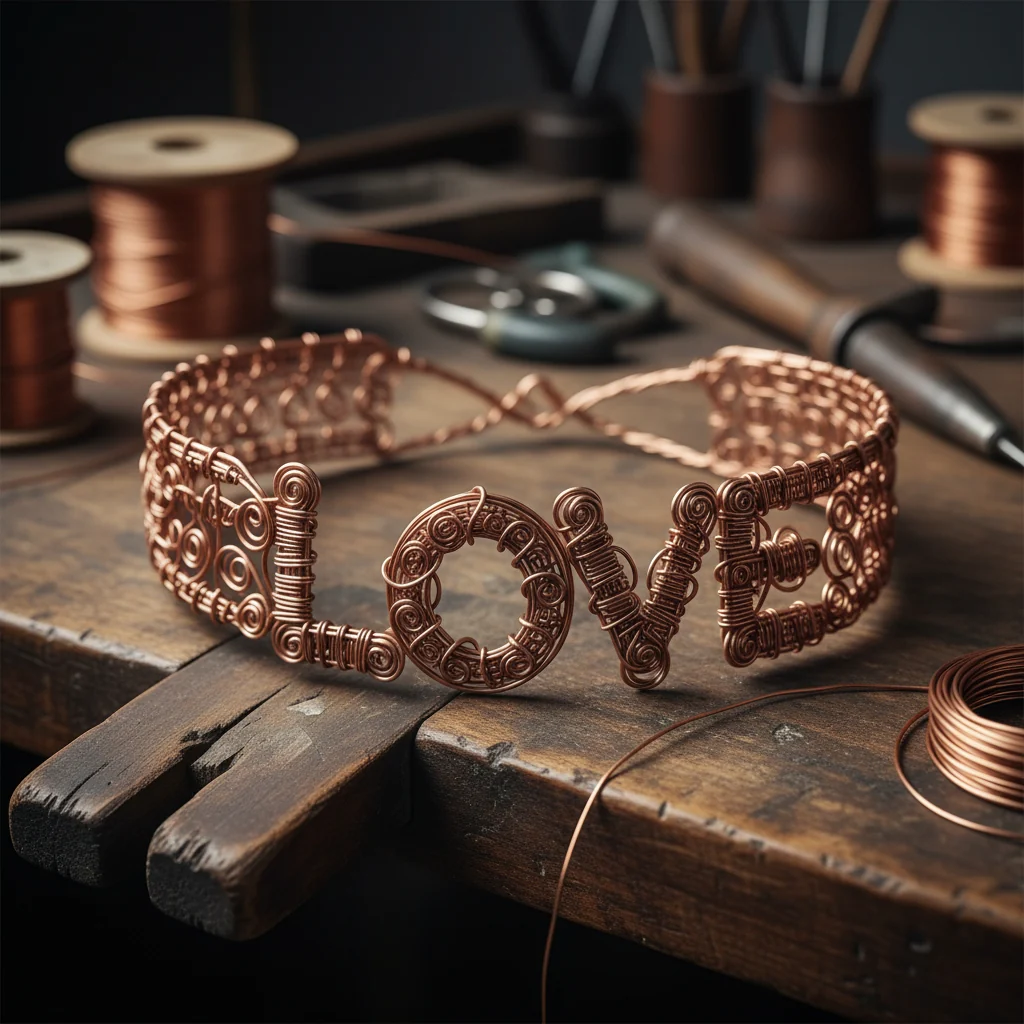 Custom Copper Wire Wrapped Love Choker - Image 2
