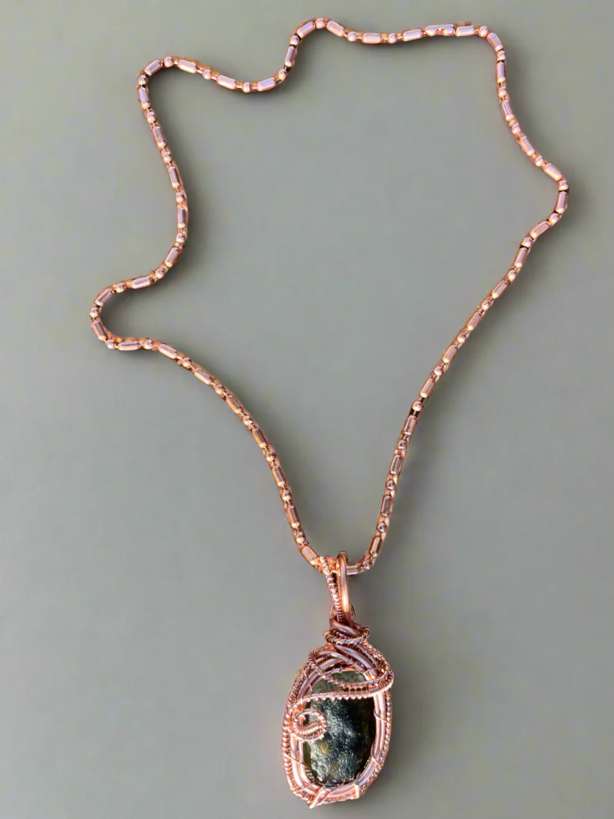 iamevibez Custom Wire Wrapped Moldavite Necklace - Image 2