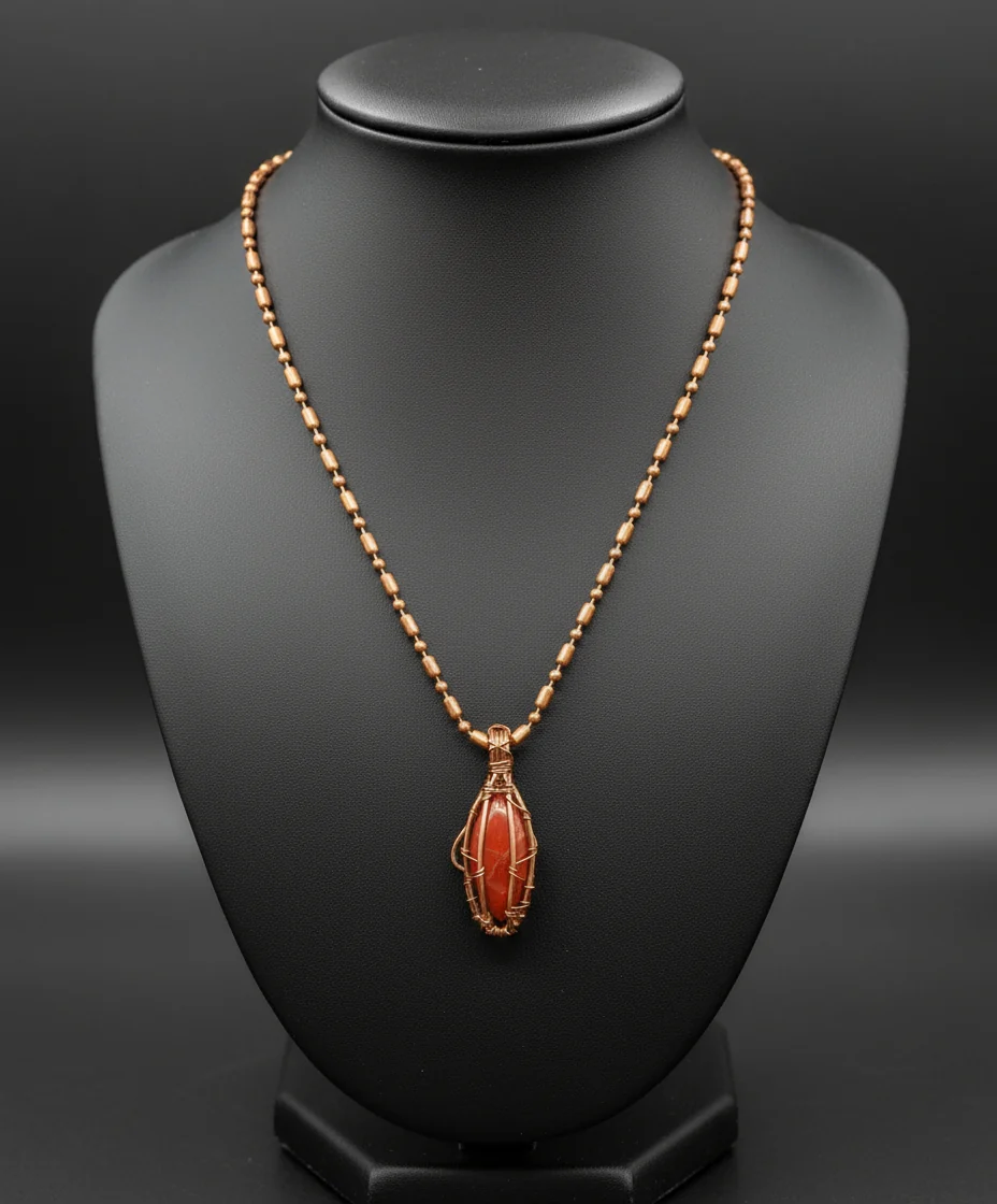iamevibez Custom Wire Wrapped Red Coral Necklace