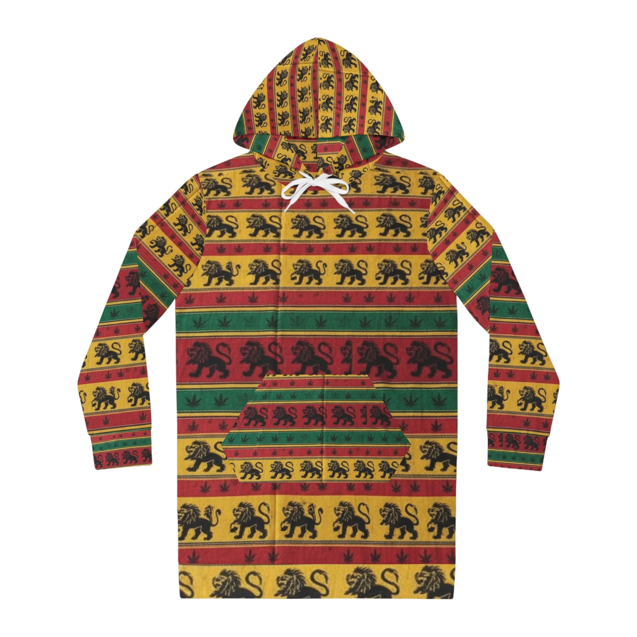 Vibrant Rasta Inspired Women's Hoodie Dress, Stylish Streetwear, Rasta-Inspired Fashion, Cozy Layering Piece, Perfect for Festivals and Parties