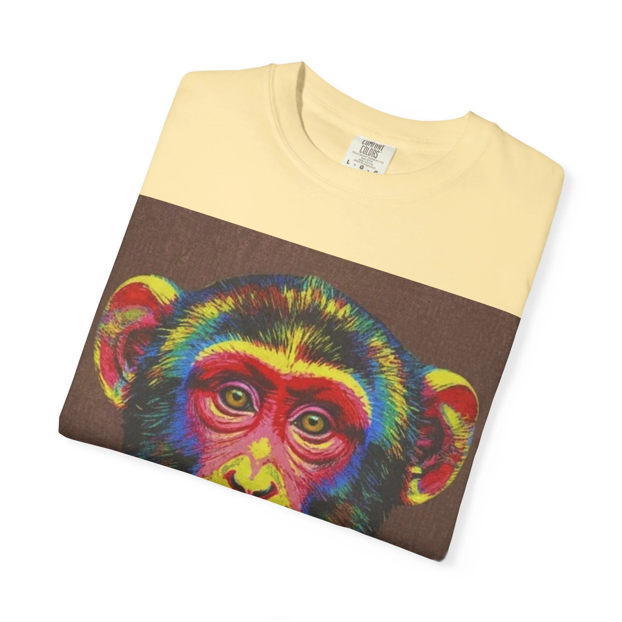 Wild Life Chimp Portrait T-Shirt — Colorful Retro Primate Graphic Tee - Image 11