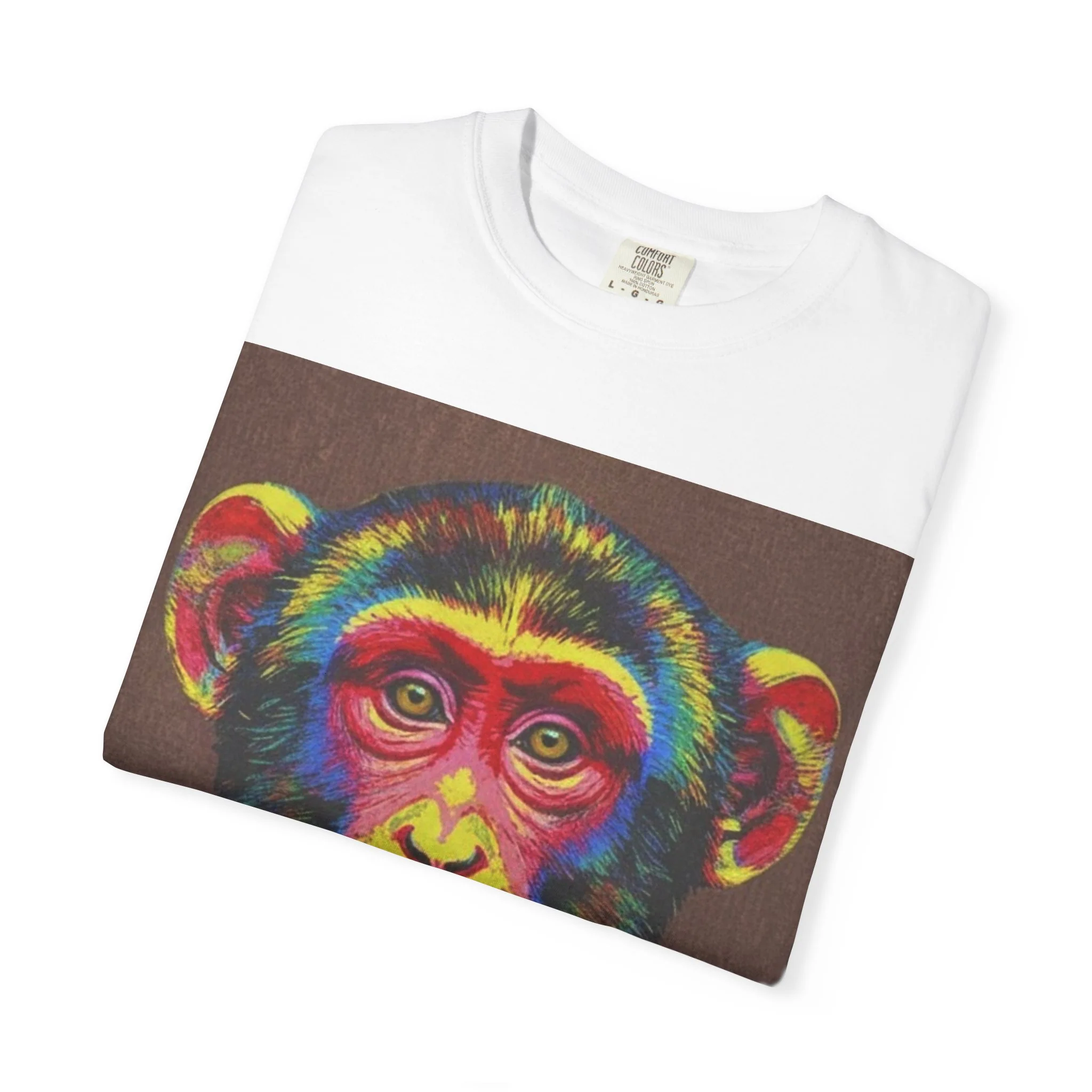 Wild Life Chimp Portrait T-Shirt — Colorful Retro Primate Graphic Tee - Image 13