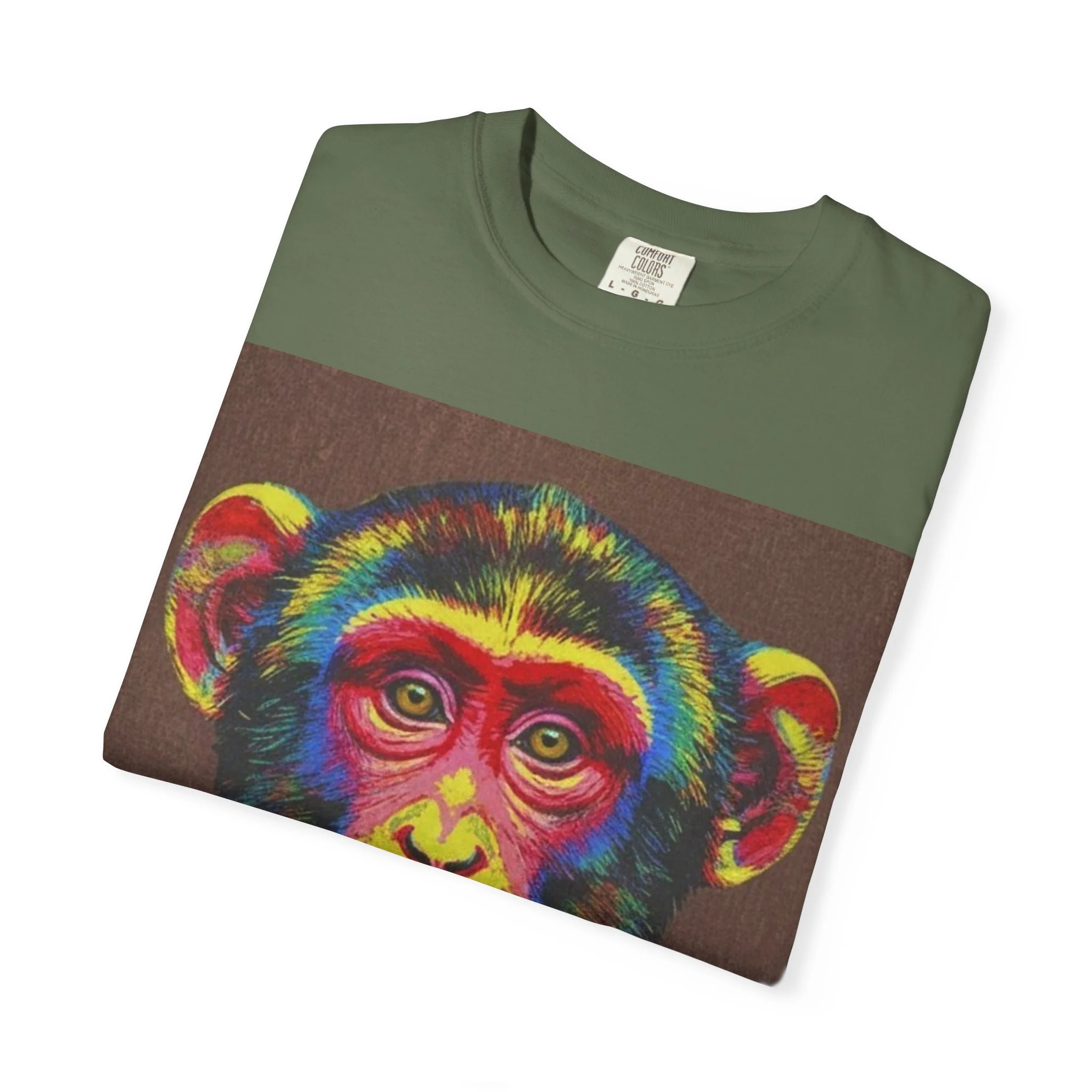 Wild Life Chimp Portrait T-Shirt — Colorful Retro Primate Graphic Tee - Image 17