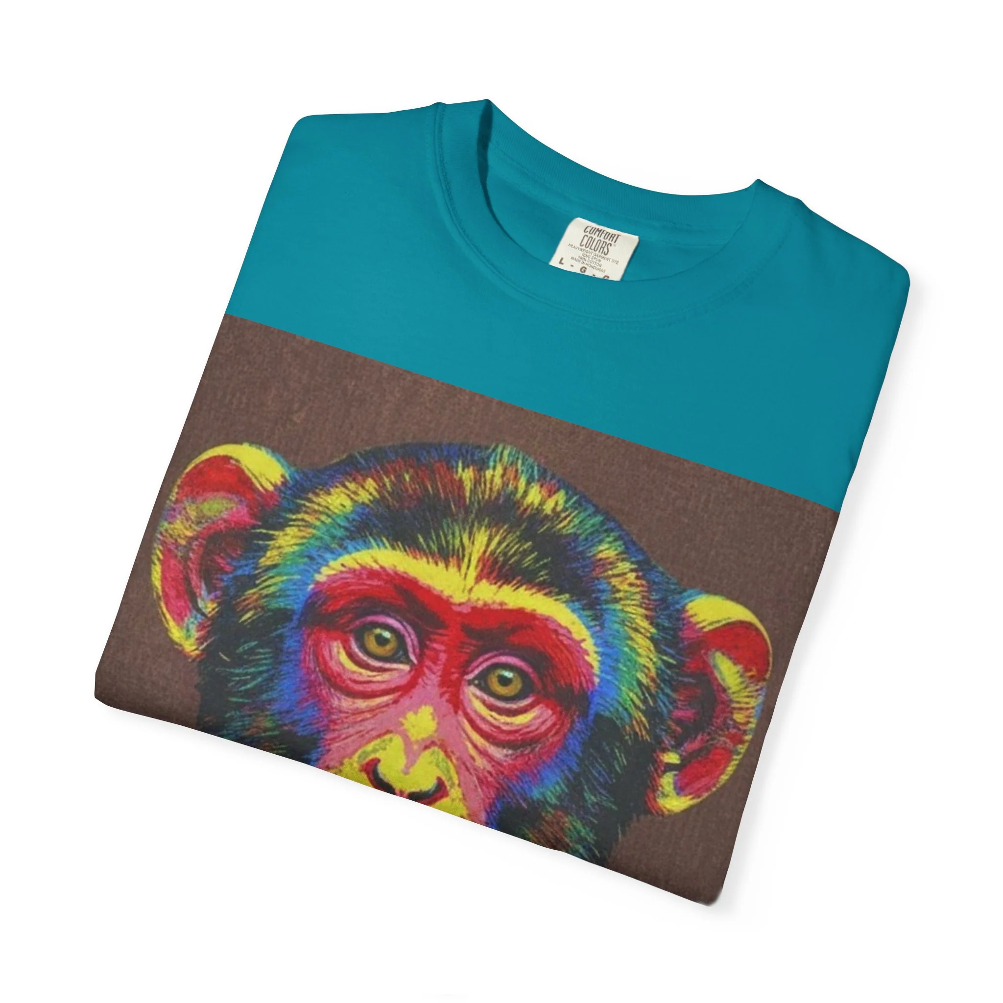 Wild Life Chimp Portrait T-Shirt — Colorful Retro Primate Graphic Tee - Image 19