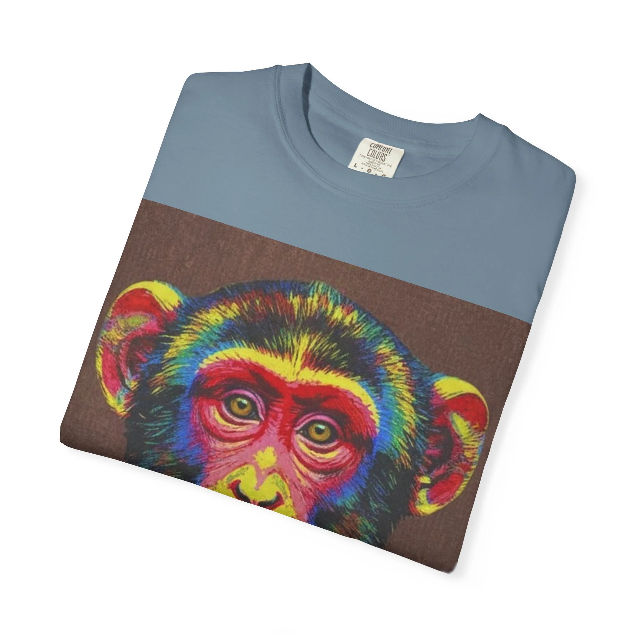Wild Life Chimp Portrait T-Shirt — Colorful Retro Primate Graphic Tee - Image 23