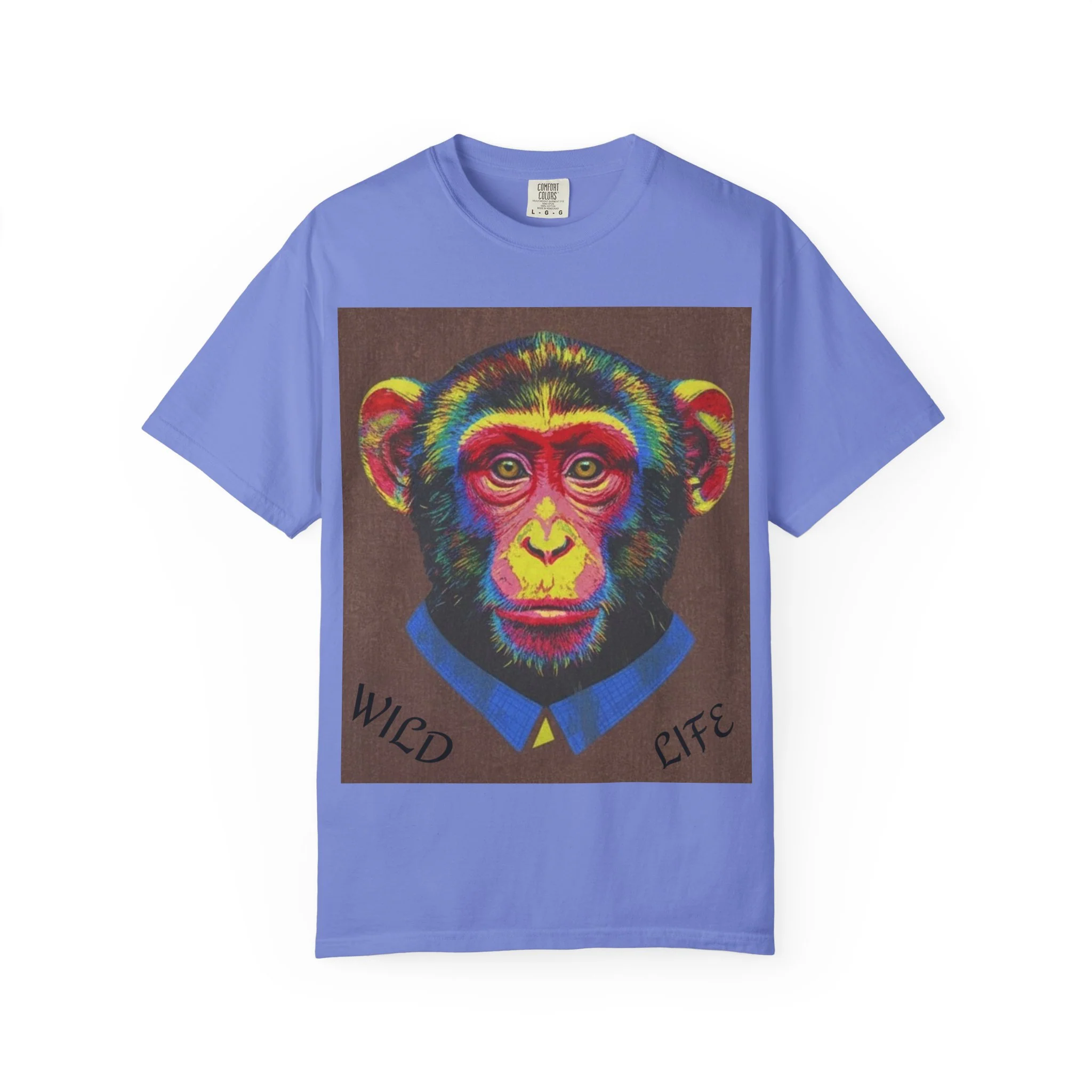 Wild Life Chimp Portrait T-Shirt — Colorful Retro Primate Graphic Tee - Image 6