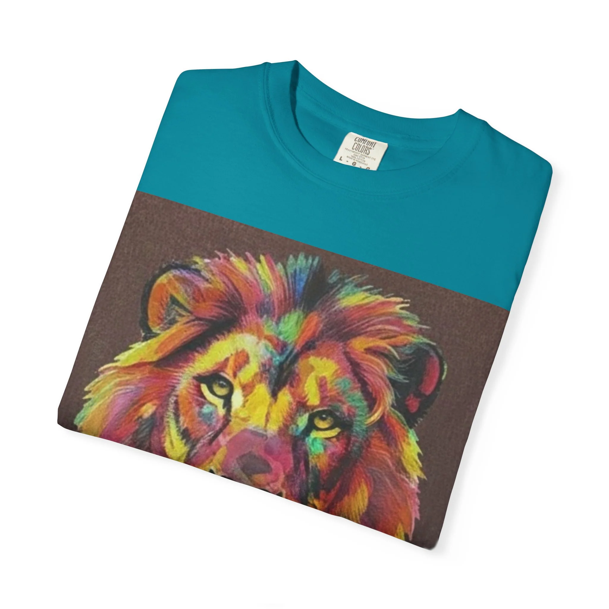 Wild Life Lion Portrait T-Shirt — Colorful Retro Primate Graphic Tee - Image 19