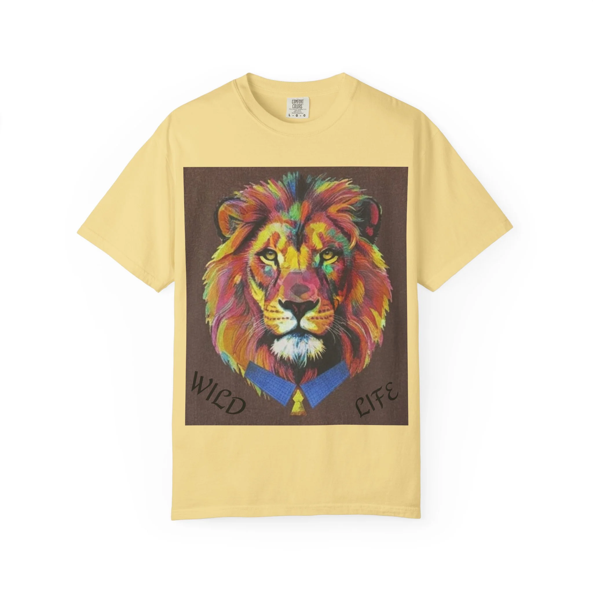 Wild Life Lion Portrait T-Shirt — Colorful Retro Primate Graphic Tee - Image 3