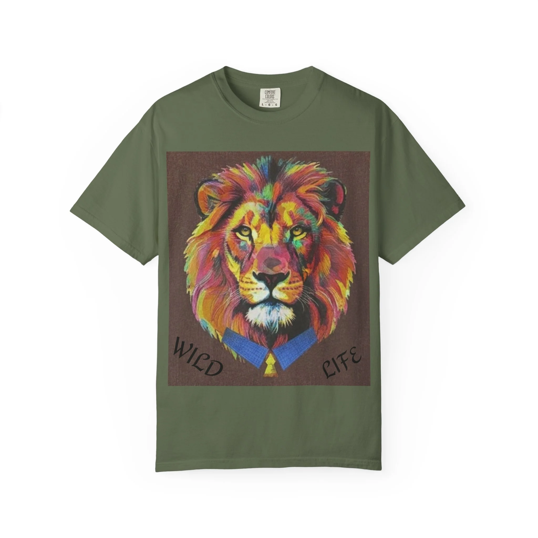 Wild Life Lion Portrait T-Shirt — Colorful Retro Primate Graphic Tee - Image 4