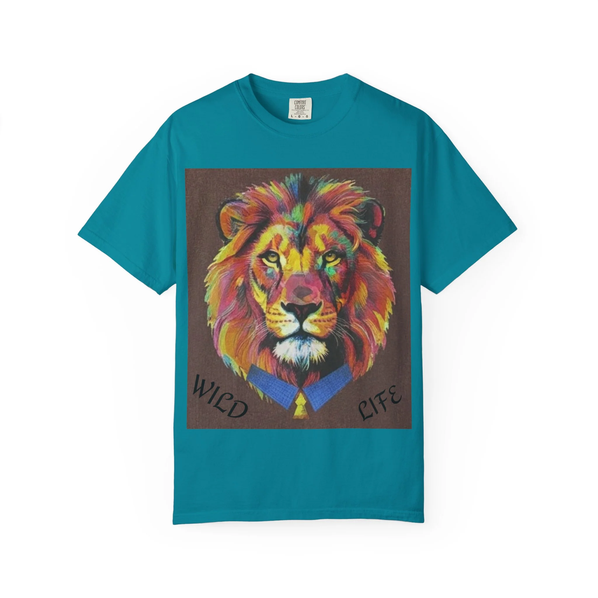 Wild Life Lion Portrait T-Shirt — Colorful Retro Primate Graphic Tee - Image 5
