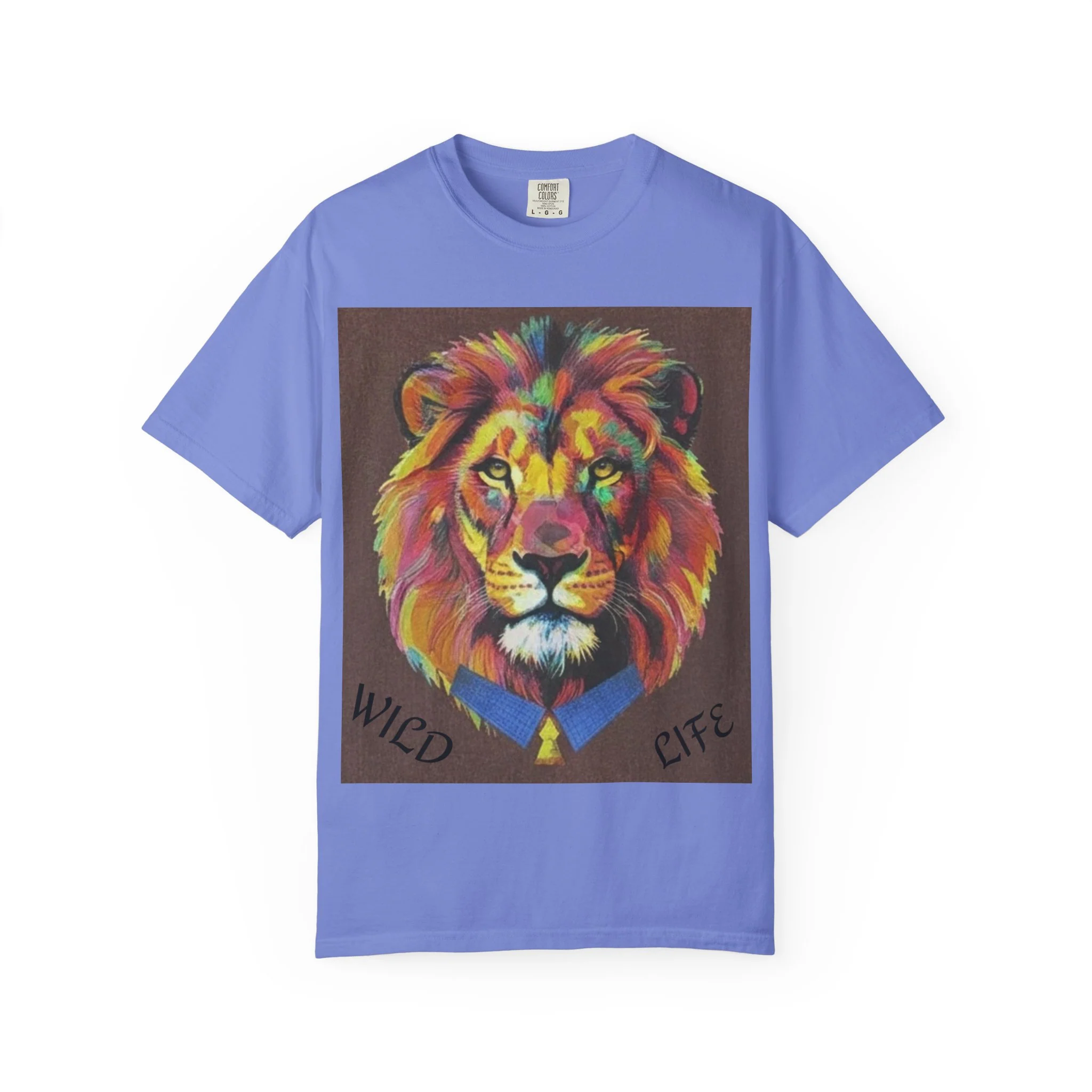 Wild Life Lion Portrait T-Shirt — Colorful Retro Primate Graphic Tee - Image 6